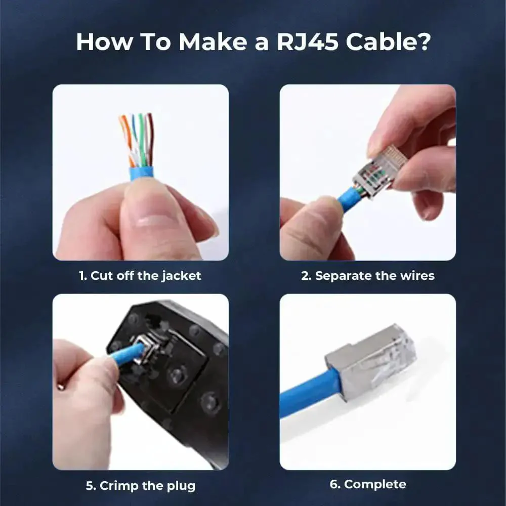 100 Pack Shielded Cat6 RJ45 Pass Through Connectors For Solid Or Stranded FTP STP Ethernet Cable Modular Plugs Built For Quick Easy Terminations And Rock Solid Network Installations - Image 2