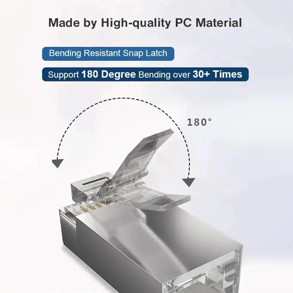 100 Pack Shielded Cat6 RJ45 Pass Through Connectors For Solid Or Stranded FTP STP Ethernet Cable Modular Plugs Built For Quick Easy Terminations And Rock Solid Network Installations - Image 3