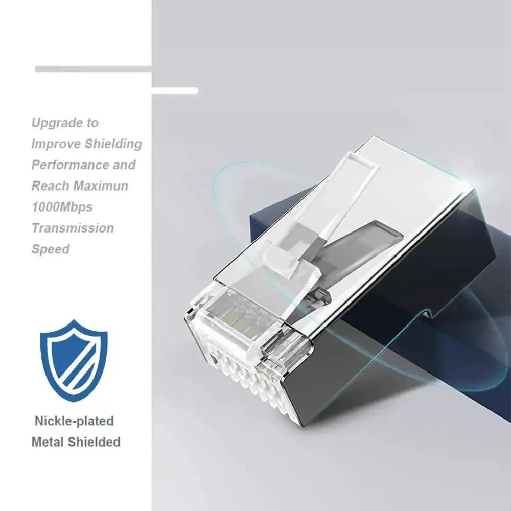 100 Pack Shielded Cat6 RJ45 Pass Through Connectors For Solid Or Stranded FTP STP Ethernet Cable Modular Plugs Built For Quick Easy Terminations And Rock Solid Network Installations - Image 5