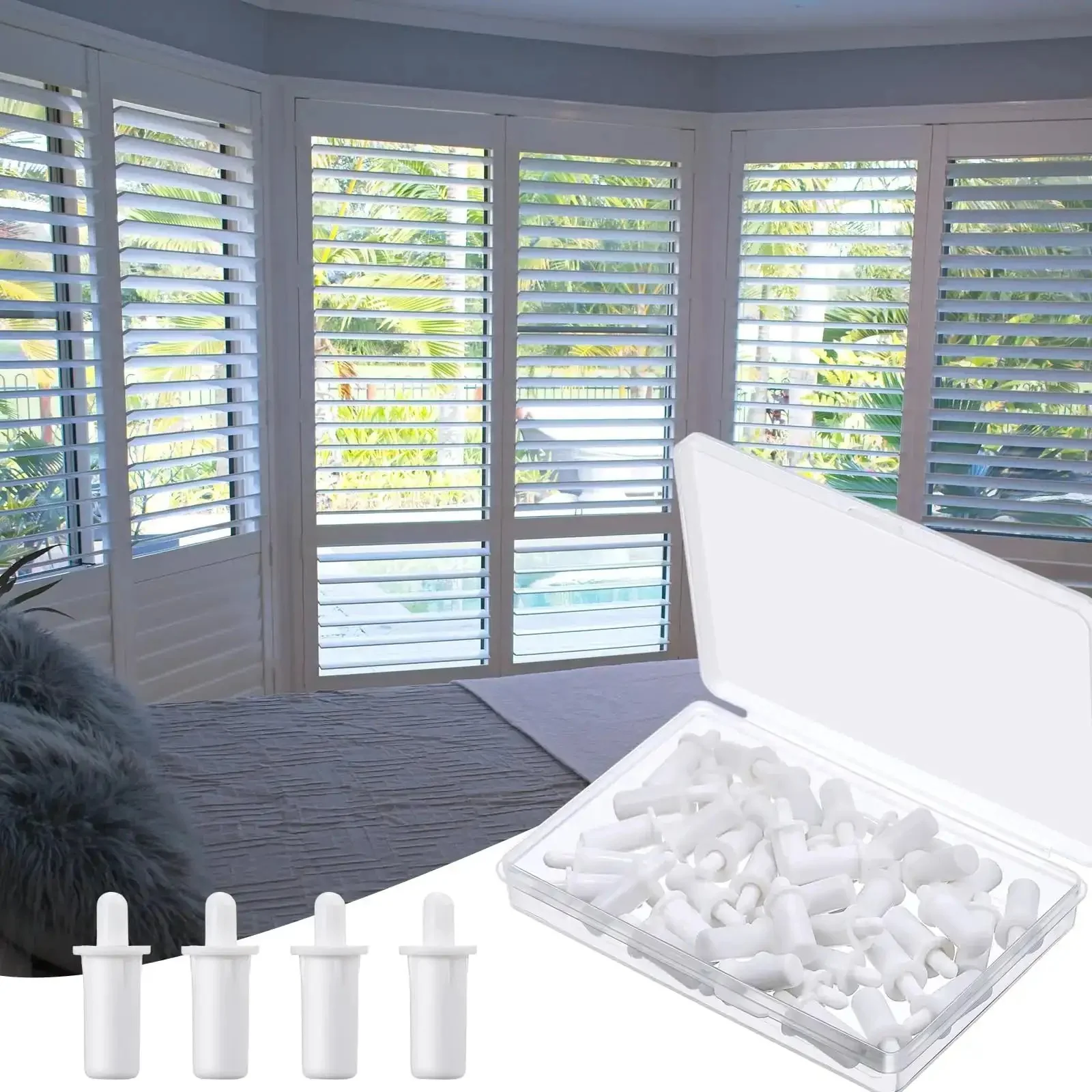 100 Pack Spring Loaded Shutter Repair Pins For Plantation Shutters Replacement Window Tools No Sweat DIY Friendly Maintenance And Quick Fixes White Pins For Multiple Shutters - Image 2