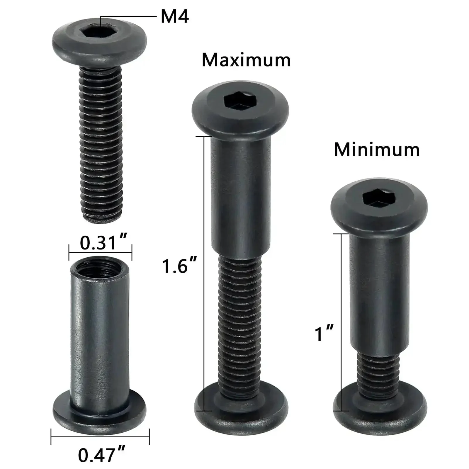 100 Pcs M6x25mm Furniture Bolts Hex Screws And Barrel Nuts Kit With 2 Matching Drive Tools For Furniture Connectors Bunk Beds And Woodworking Projects Black Beefy Heavy Duty Hardware - Image 6