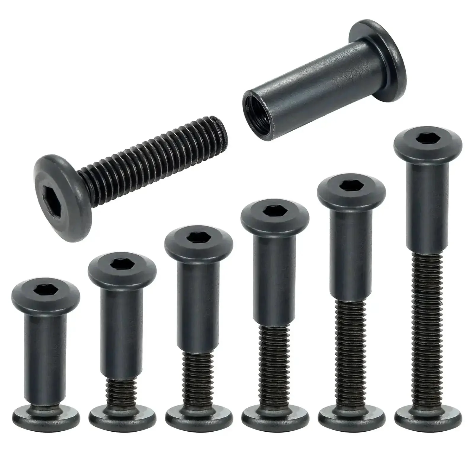 100 Pcs M6x25mm Furniture Bolts Hex Screws And Barrel Nuts Kit With 2 Matching Drive Tools For Furniture Connectors Bunk Beds And Woodworking Projects Black Beefy Heavy Duty Hardware - Image 8