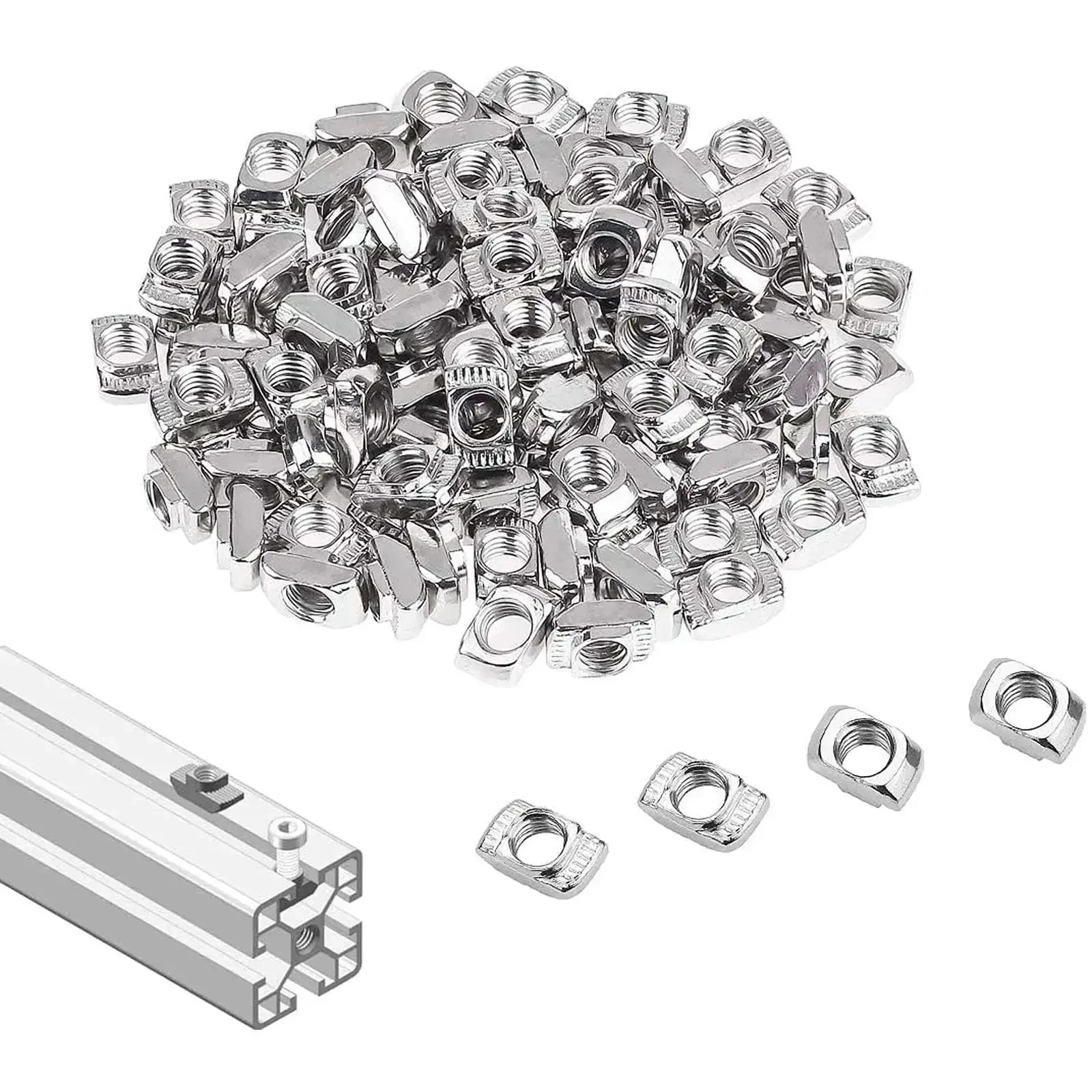 100 Pcs M8 T Slot Nuts Hammer Head Fasteners For 4040 Aluminum Profiles Nickel Plated Carbon Steel Rust Resistant Heavy Duty Hardware Set For Quick Easy Assembly - Image 7