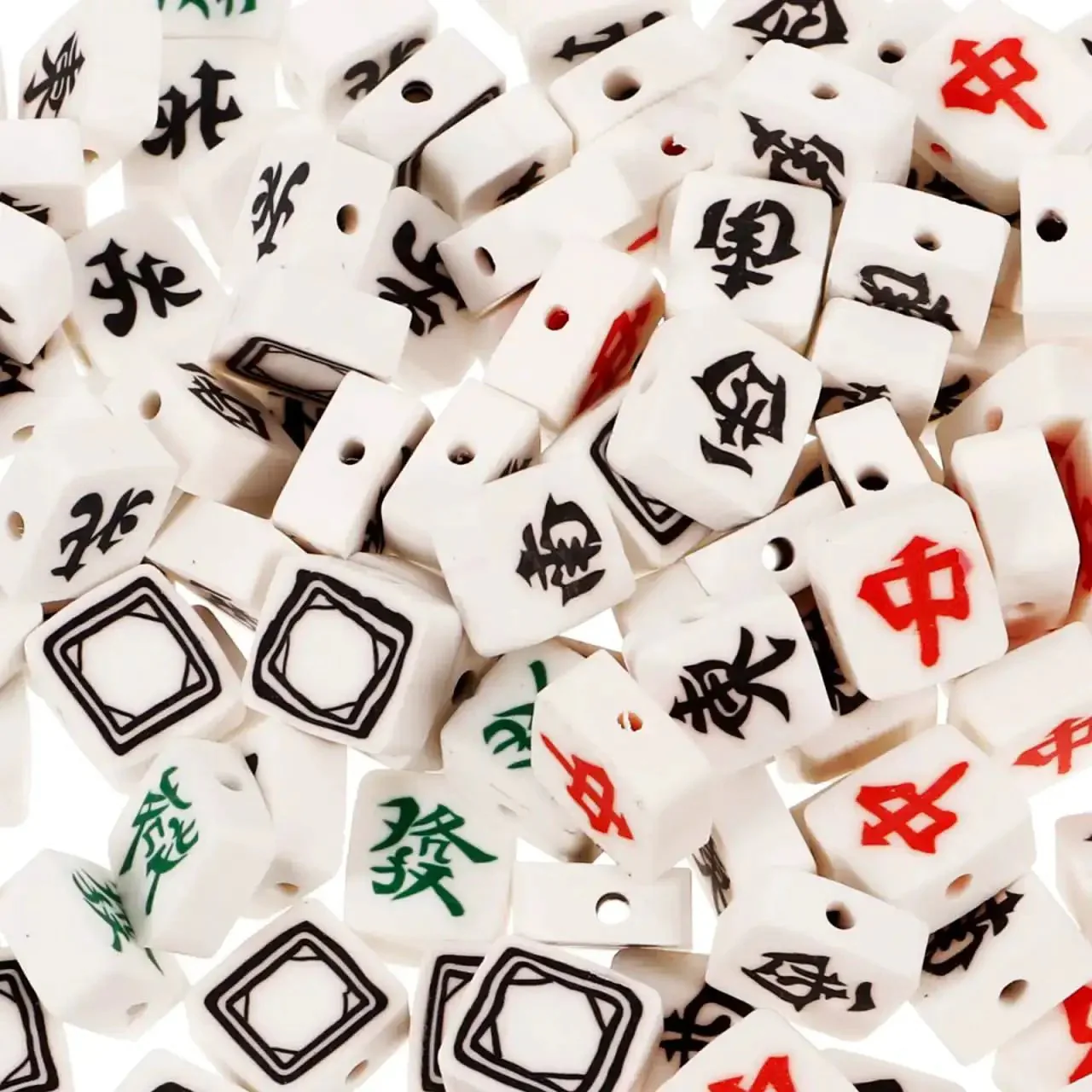 100 Pcs Mahjong Beads For Jewelry Making With Pre Drilled Holes Charms Miniature Tile Spacers For DIY Earrings Bracelets And Necklaces Polymer Clay Chinese Tile Beads 0.39 Inch First Win Bead Crafting Gift Idea - Image 3