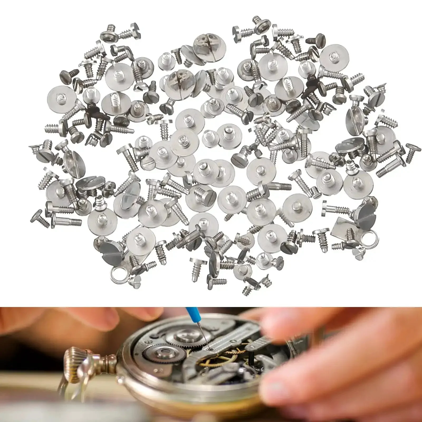 100 Pcs Watch Battery Clamp Screws Replacement Micro Screws Kit For Watch Repair And Jewelry Tool Set Universal Fit For Most Models DIY Pro Repair Essentials