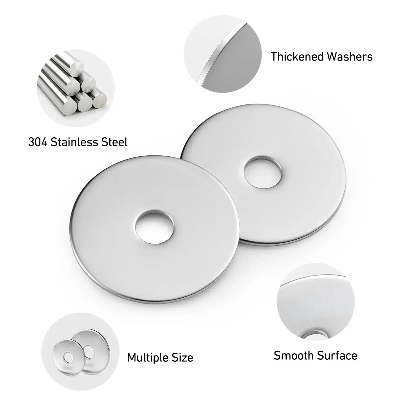 100 Piece Fender Washer Kit For Screws And Bolts Thickened 304 Stainless Steel, Assorted Sizes 8, 10, 1/4 Inch, Great For Auto, Home Repairs, And Industrial Projects - Image 5
