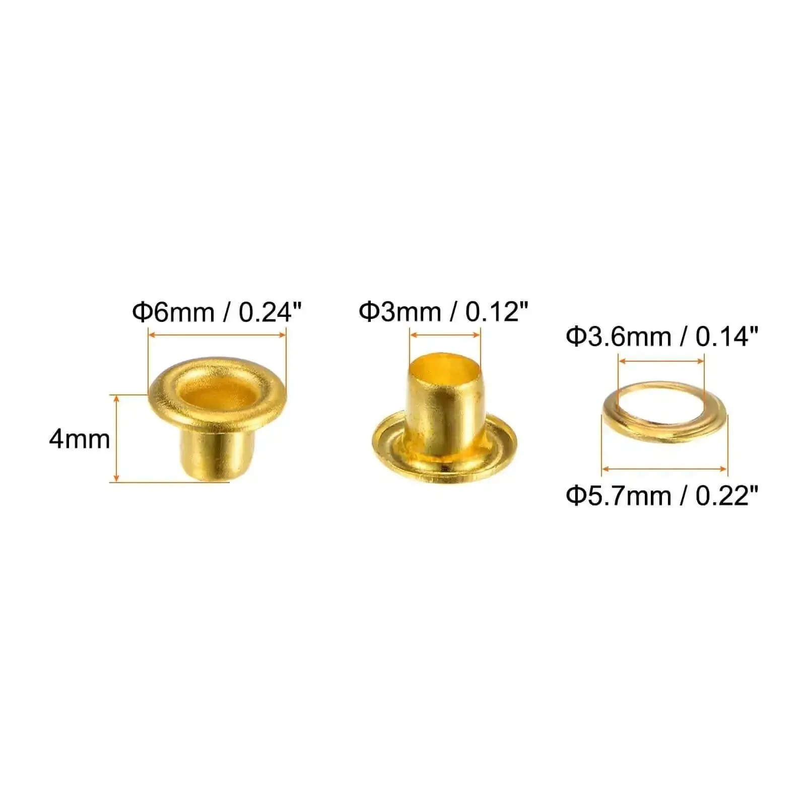 100 Piece Grommet Kit Metal Eyelets Set For Shoes Clothes Belts Bags DIY Projects 3mm Inner Hole One Eighth Inch Gold Tone Iron Rust Proof Durable Washer Included - Image 7