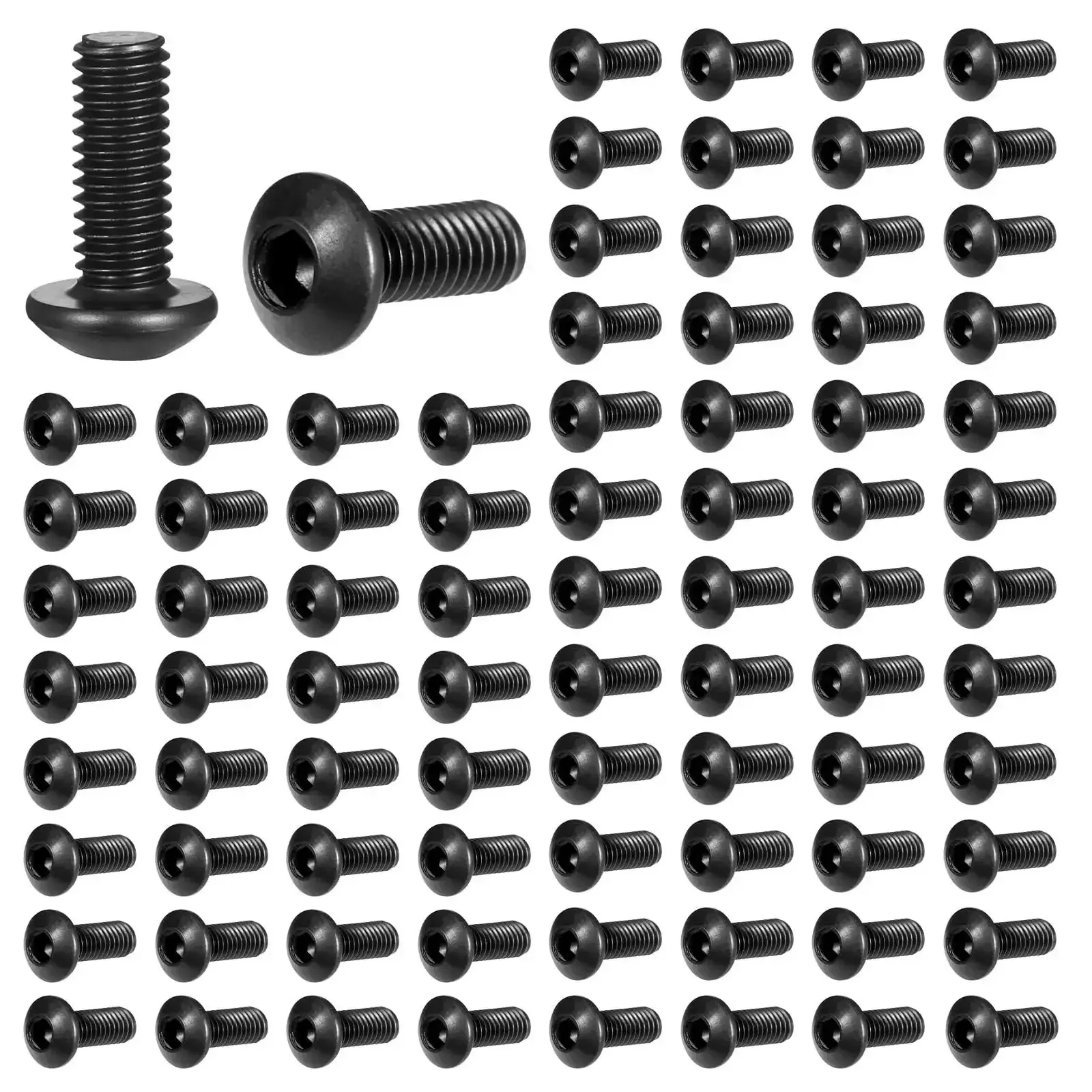100 Piece M3 X 8mm Hex Socket Button Head Cap Screws Kit, Pro Grade Alloy Steel With Black Oxide Finish, Metric Bolts And Nuts Assortment For DIY Projects, Compatible With 2mm Wrenches