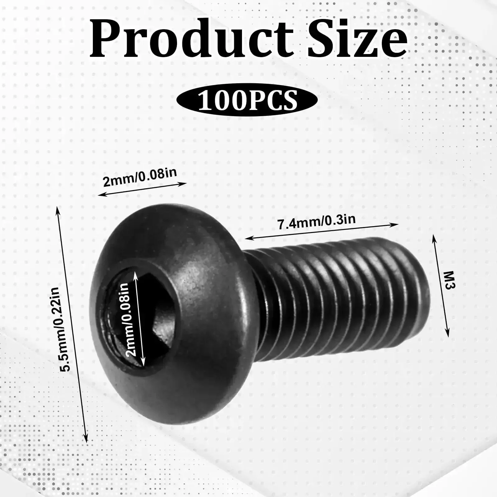 100 Piece M3 X 8mm Hex Socket Button Head Cap Screws Kit, Pro Grade Alloy Steel With Black Oxide Finish, Metric Bolts And Nuts Assortment For DIY Projects, Compatible With 2mm Wrenches - Image 7