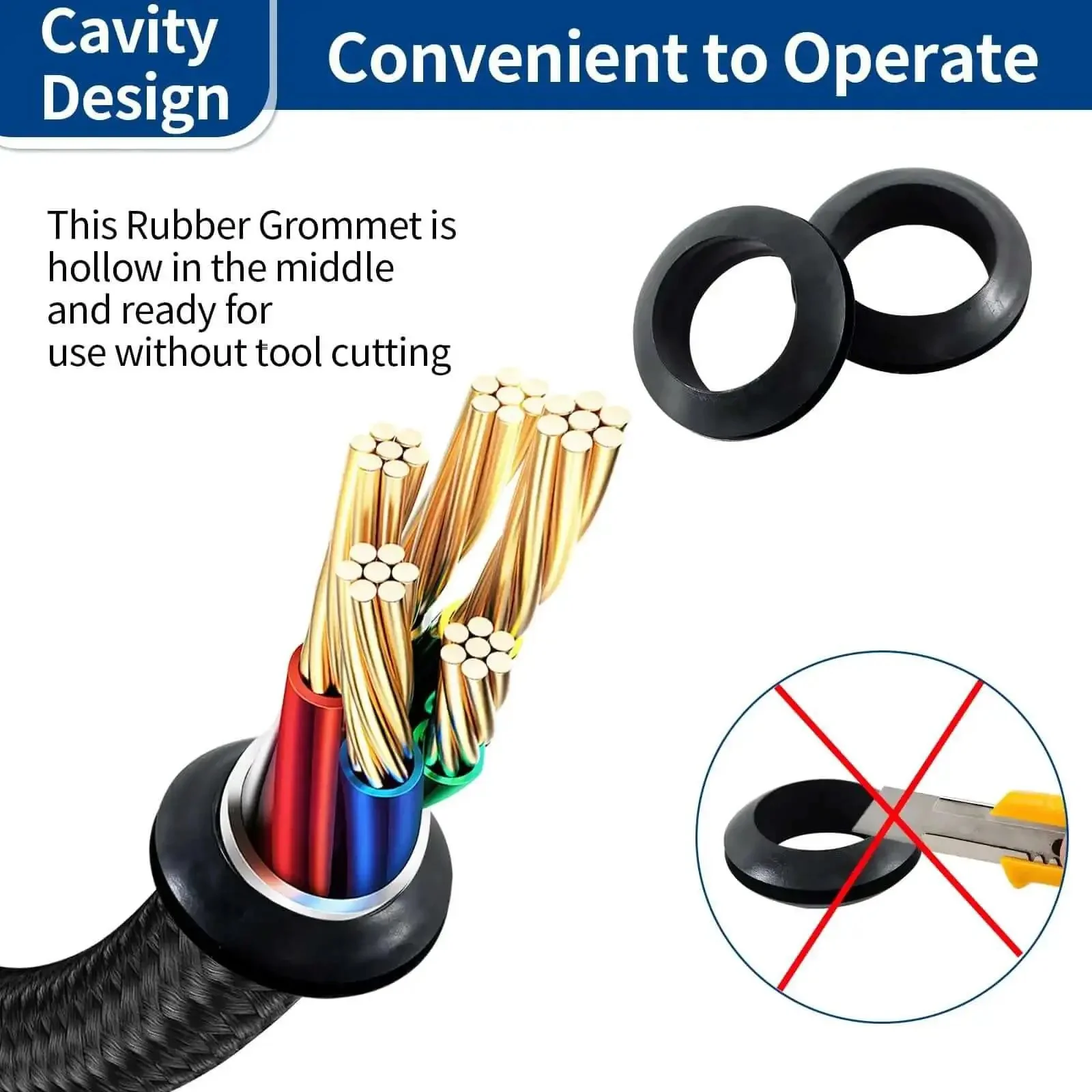 100 Piece Rubber Grommet Kit With 9 Size Hollow Firewall Hole Plugs For Wires And Cords, Heavy Duty For Automotive And DIY Cable Management, Durable Heat Resistant UV Resistant Flame Retardant And Insulating Grommets - Image 4