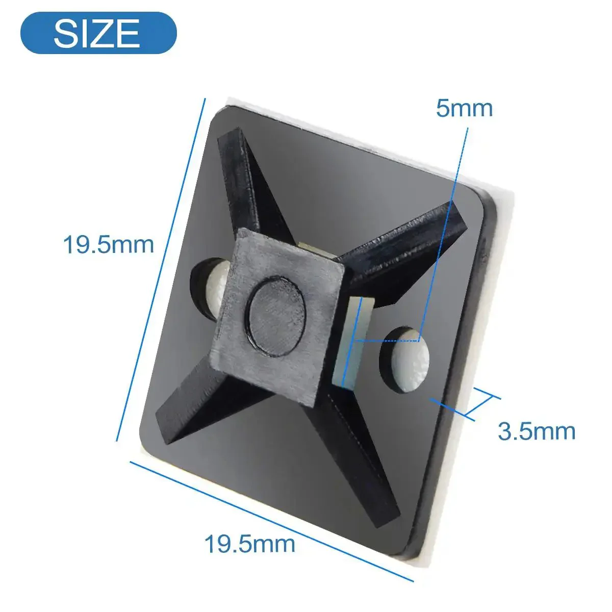 100 Pieces Black Self Adhesive Cable Zip Tie Mounts Three Quarter Inch Nylon Clips For Wires And Cables Organization Anchors And Holders For Car, Home, Office - Image 5