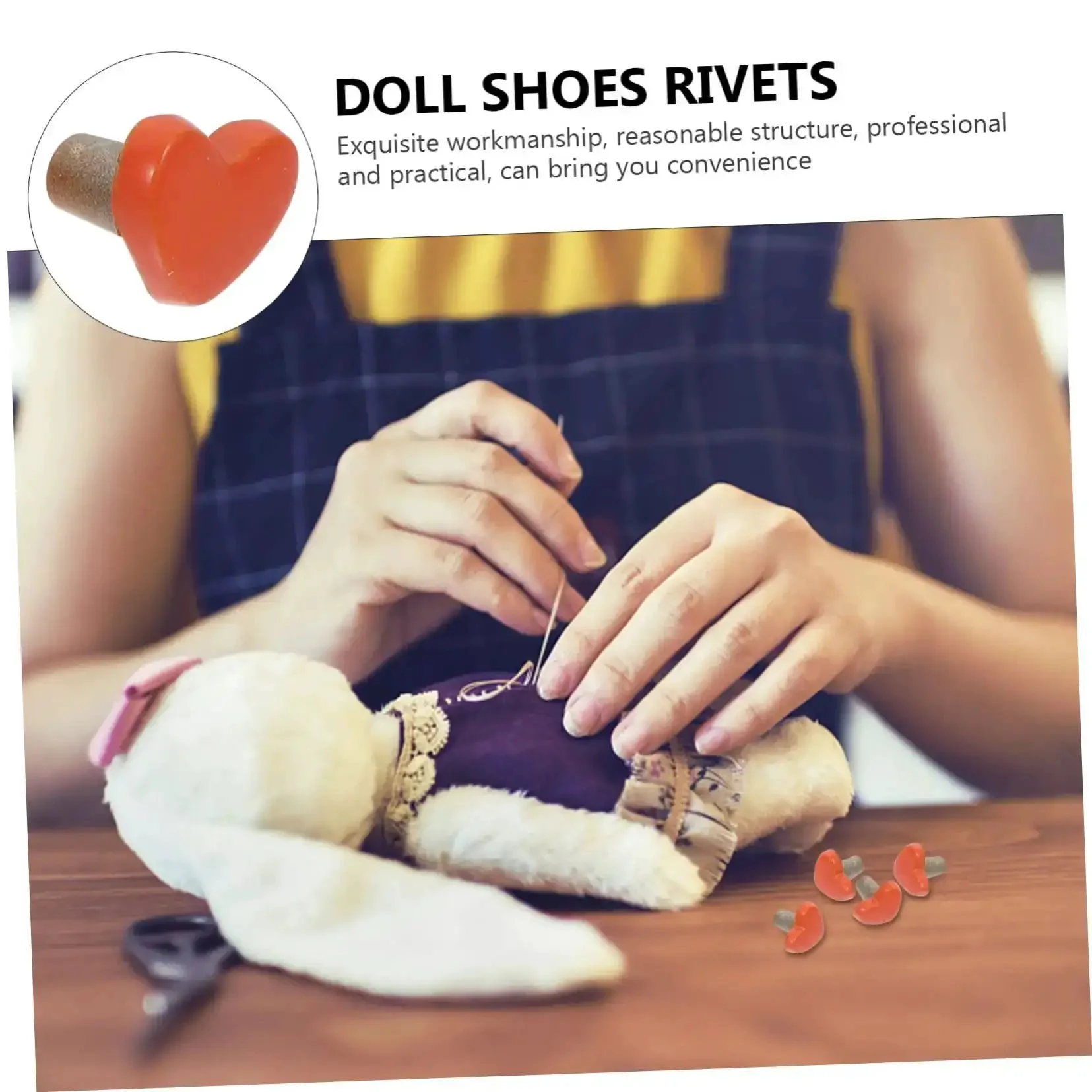 100 Pieces Heart Shaped Mini Doll Rivets For DIY Doll Clothes Fasteners Dope Durable Studs For Miniature Jackets Shoes And Accessories Ideal For Doll Makers And Scrapbookers - Image 2