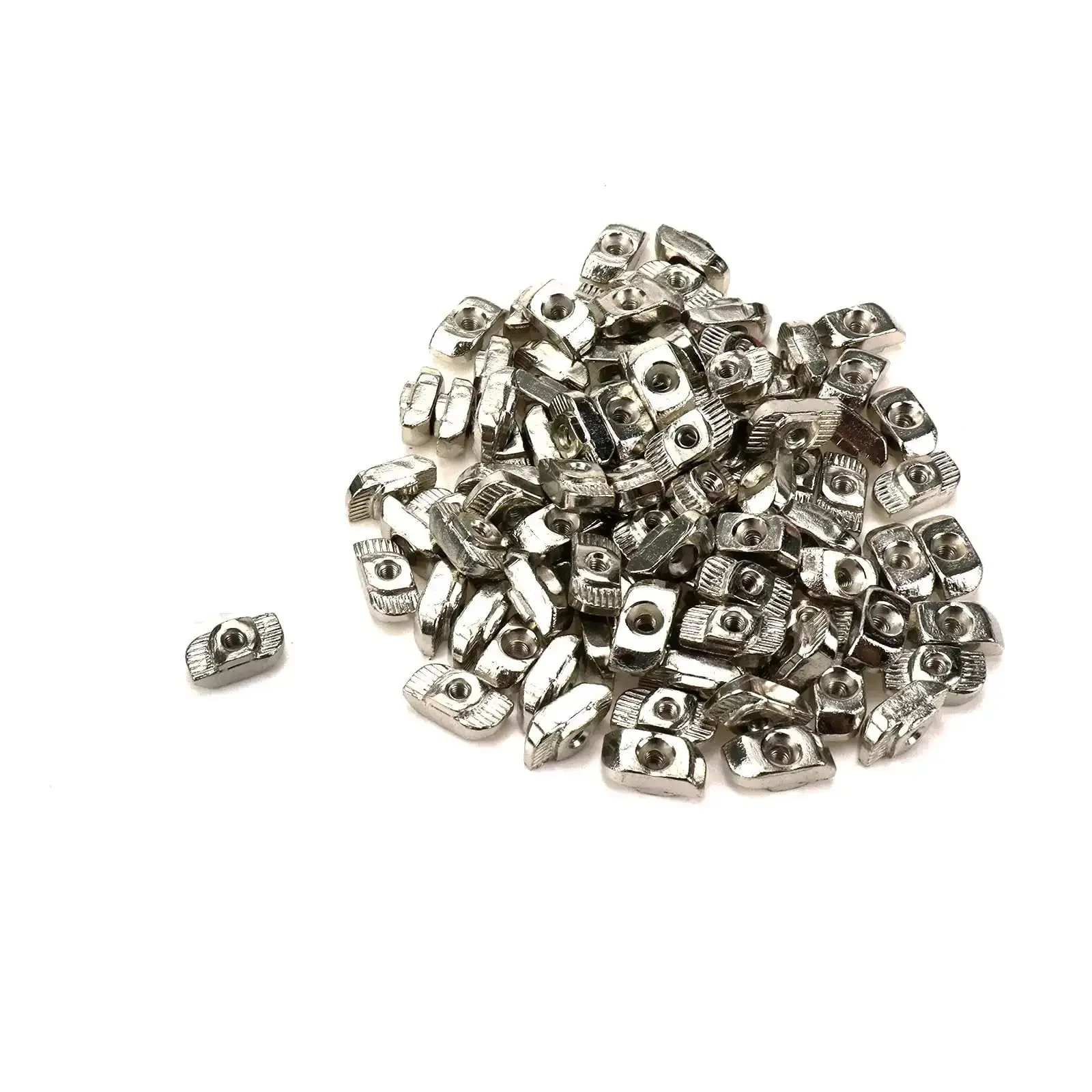 100 Pieces M3 T Slot Nuts Hammer Head Fasteners For 3030 Aluminum Profiles Sliding Nut With Easy Install One Eighth Inch T Slot 15.5 By 8 By 6 Millimeters High Hardness Carbon Steel For Sturdy Aluminum Extrusion