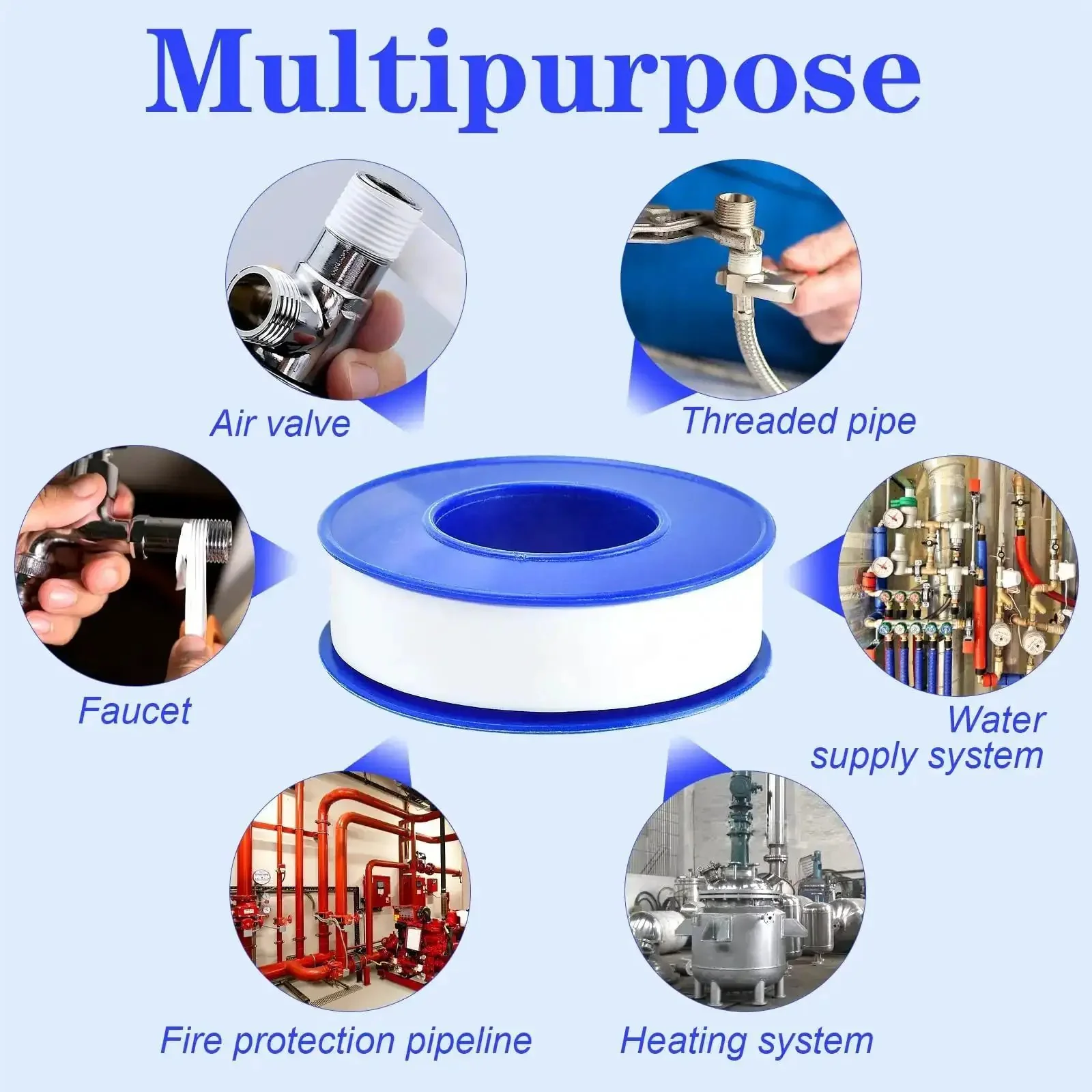 100 Rolls PTFE Teflon Tape 1/2 Inch By 520 Inch Plumber Tape Waterproof Sealant For Pipe Fittings Shower Heads Thread Sealing White Ideal For DIY Home Plumbing Repairs And Leak Prevention - Image 2
