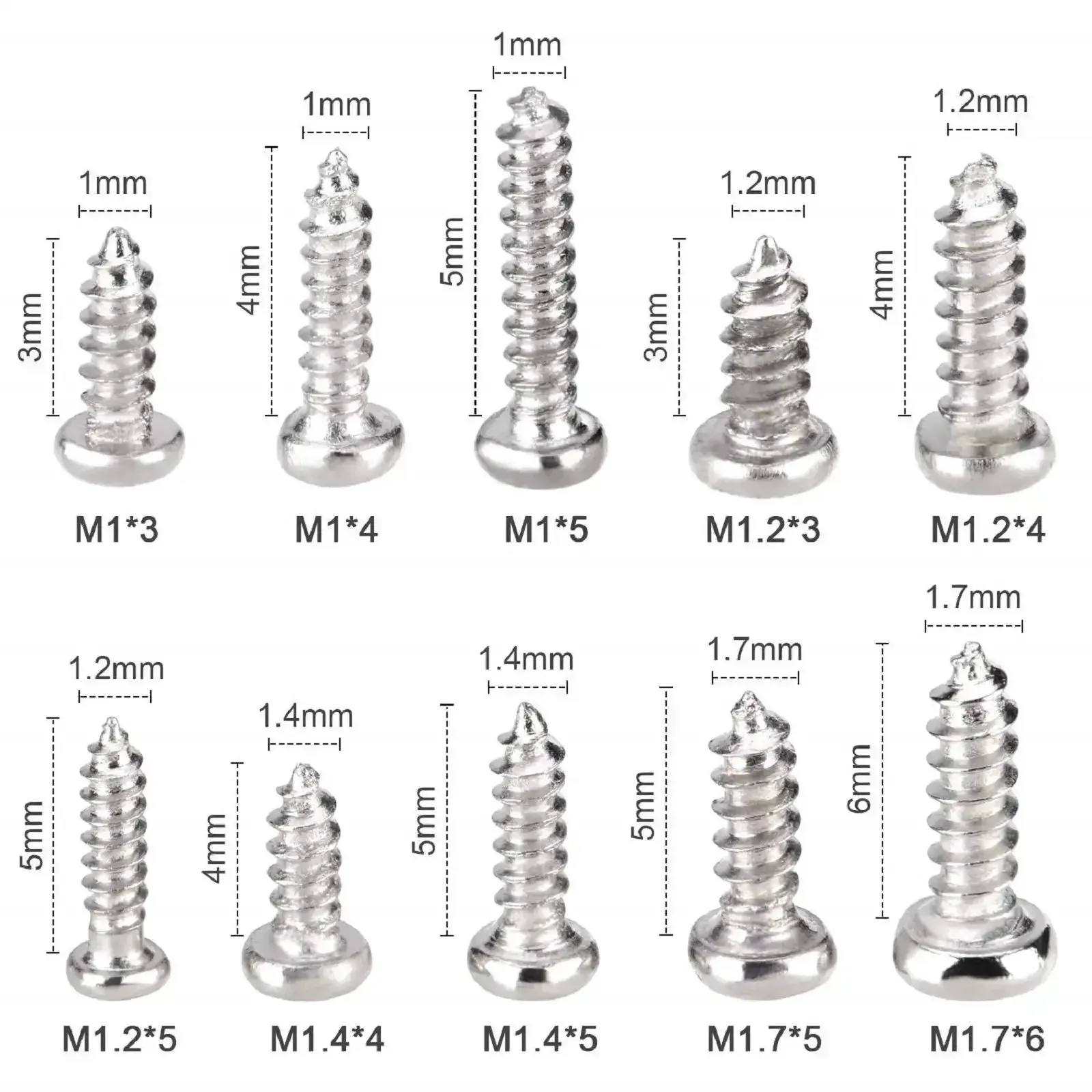 1000 Piece Mini Screw Kit Set With Self Tapping Micro Screws In M1 To M1.7 Sizes Phillips Pan Head Nickel Plated Great For Electronics Metal And Wood Home Office Garage DIY Projects And Repairs - Image 7