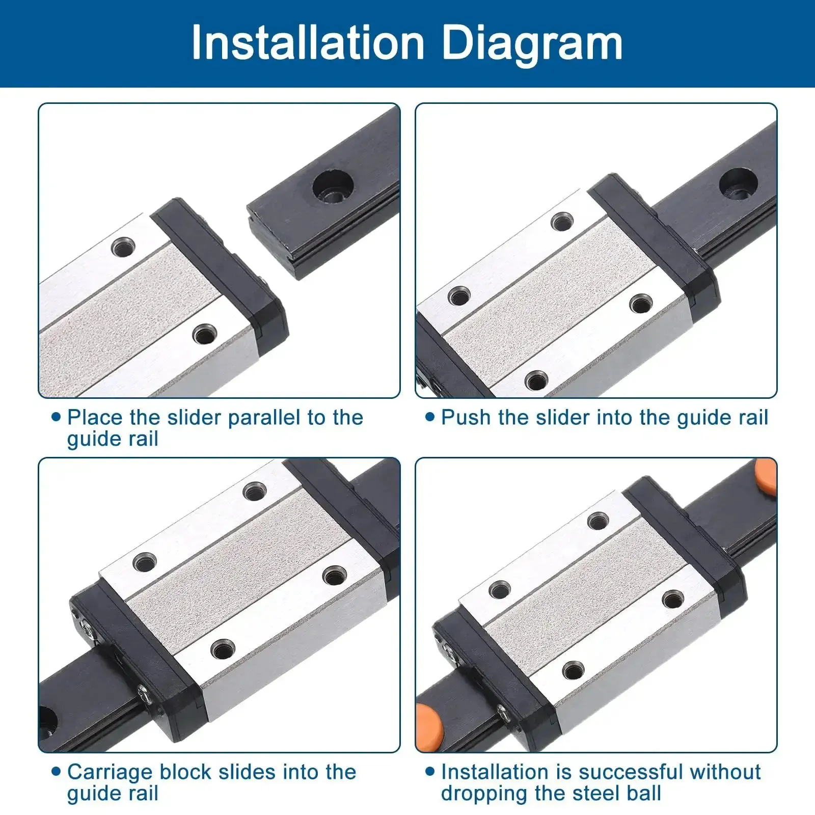 100Mm Linear Guide Rail Set With MGN12H Carriage Block And Mini Linear Guide For DIY 3D Printers And CNC Machines Bearing Steel Smooth Glide Pro Grade Rails - Image 4