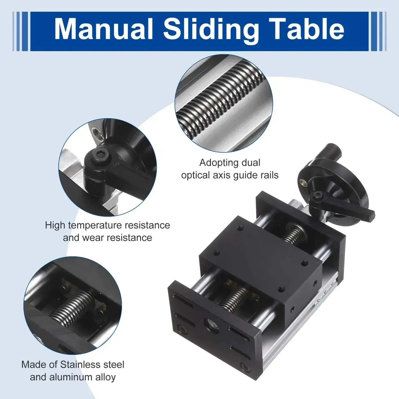 100mm Manual Linear Stage With Double Axis Slide Rail For CNC Machine Shop Floor Ready Budget Friendly Smooth Motion Precision Machining Grade Acme TR12X4 12mm Diameter 4mm Pitch 1 Start Lead Screw Travel 4mm Per Cycle - Image 5