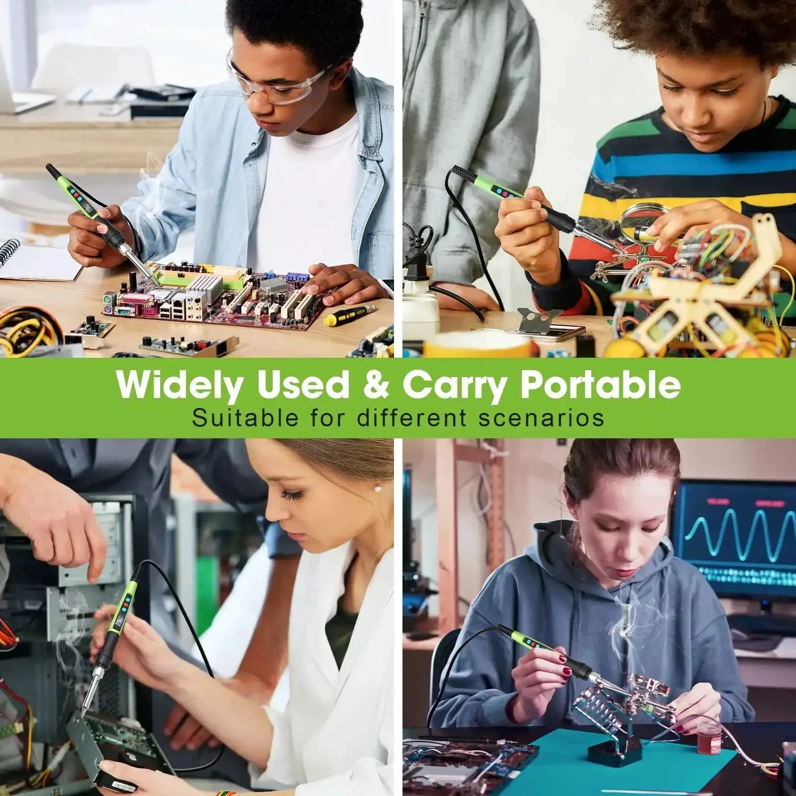 100W LED Digital Soldering Iron Kit With Ceramic Heater, Quick 15 Second Heat Up, Adjustable Temperature, Pro Grade for Hobby and Repair, Includes Tips, Wick And Braid, Stand, Solder Wire, Sponge, Flux Paste - Image 3