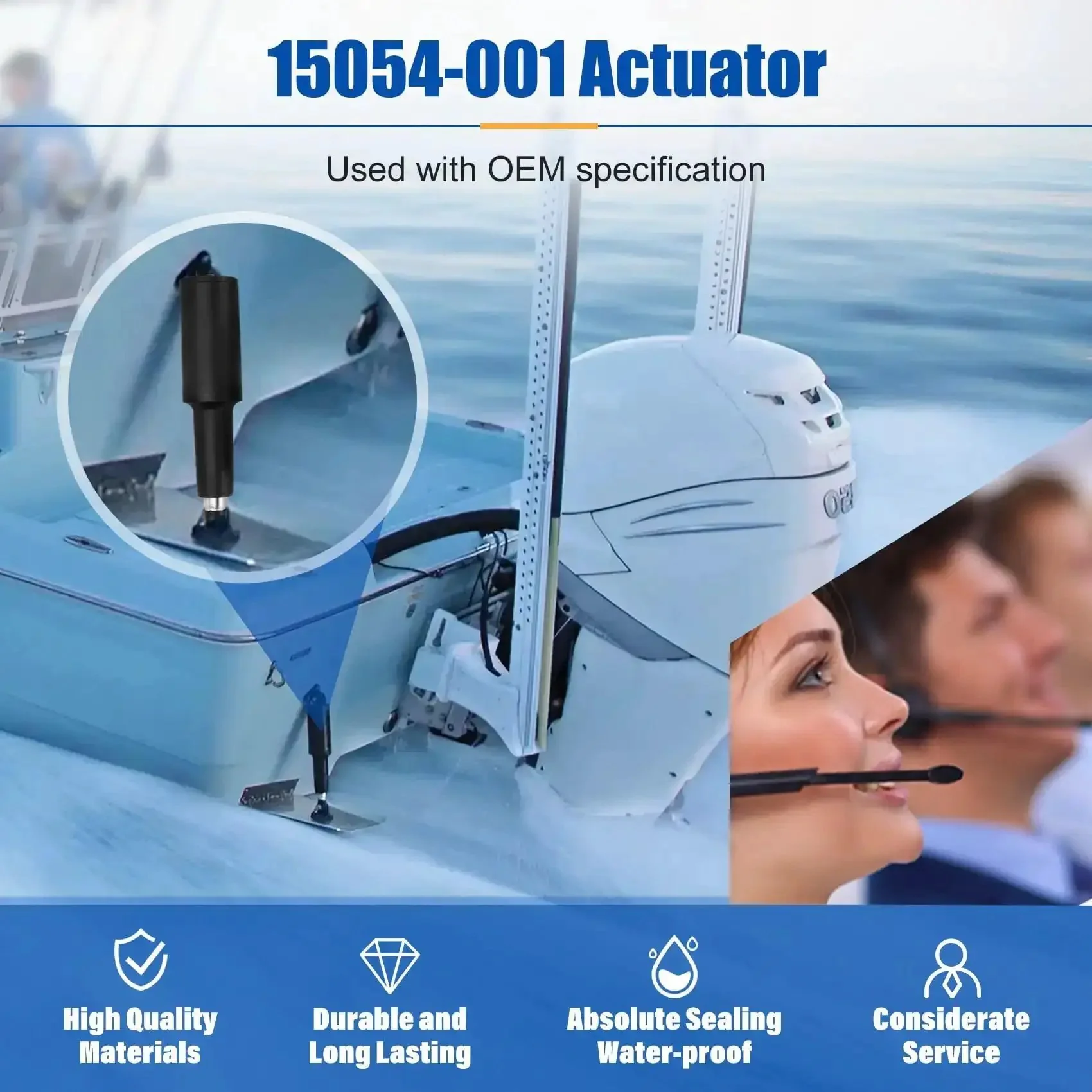 101 Std Boat Trim Tab Actuator 2.25 Inch Stroke, 12V, 5/16 Top Hole, 6 Foot Wire Length, Replacement for 20400-001, Durable Marine Actuator for Easy No-Fuss Trim Control - Image 2