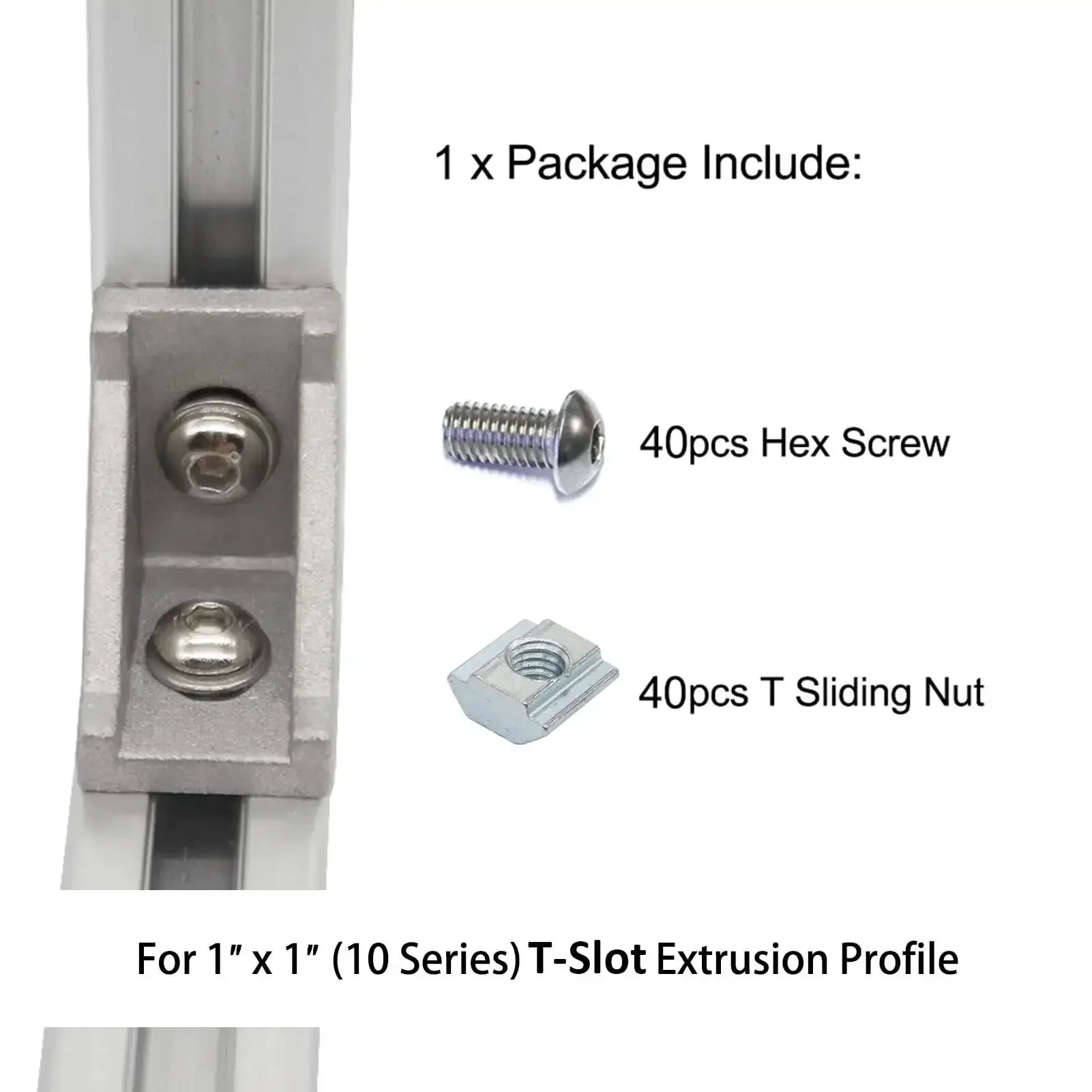 1010 Series Aluminum Extrusion Hardware Kit With 40 M6 T Slot Nuts And 40 M6 Hex Socket Cap Screws Fasteners For 1 Inch By 1 Inch Aluminum Profiles Chrome Finish Slide Nuts For DIY Builds And Setups - Image 2
