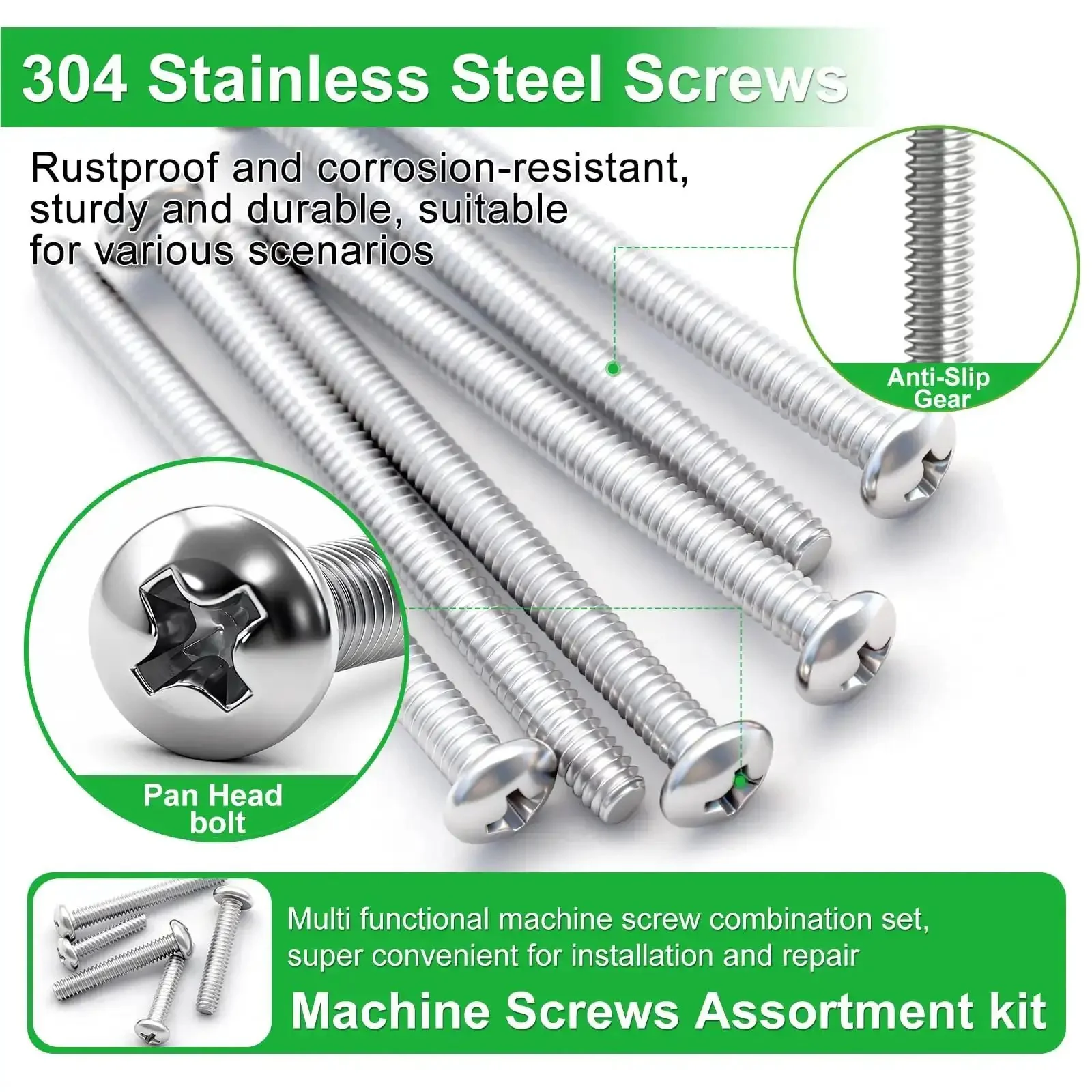 102 Piece Stainless Steel Screw Kit For Electrical Mounting DIY Friendly 6-32 And 8-32 Phillips Pan Head Screws Five Eighths To Two Inches For Wall Plates Switches Receptacles Rust Resistant 304 - Image 5