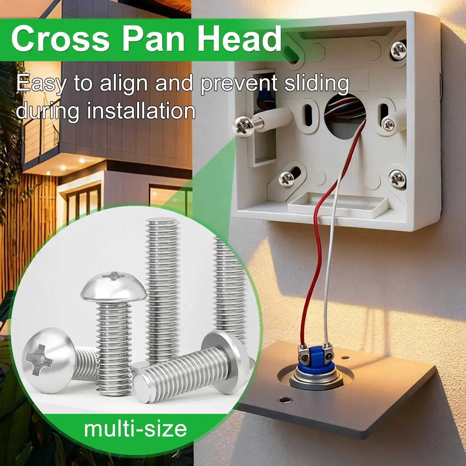 102 Piece Stainless Steel Screw Kit For Electrical Mounting DIY Friendly 6-32 And 8-32 Phillips Pan Head Screws Five Eighths To Two Inches For Wall Plates Switches Receptacles Rust Resistant 304 - Image 6