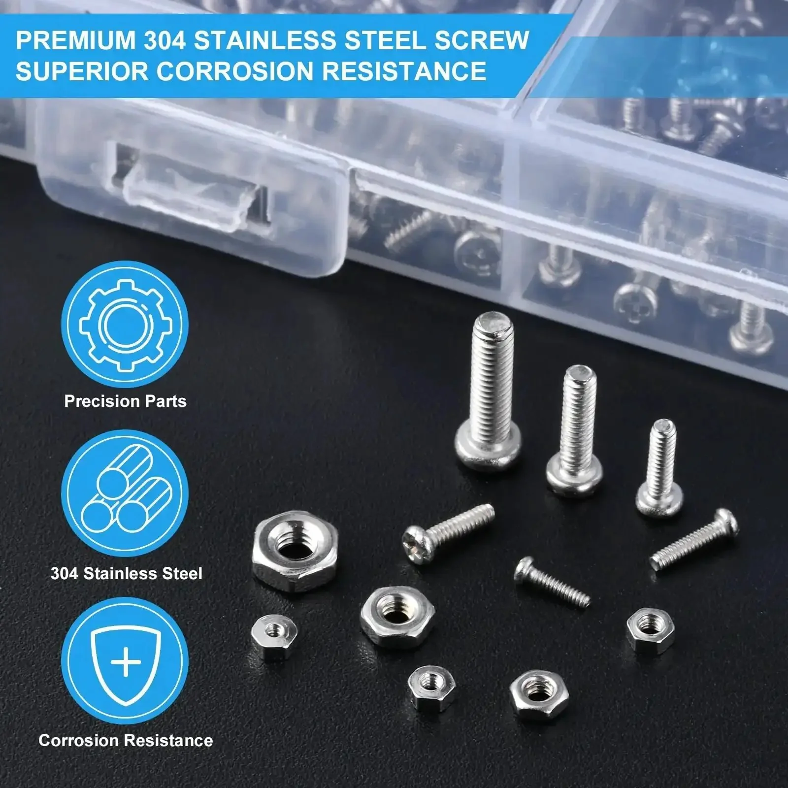 1020Pcs Stainless Steel Tiny Micro Screws Kit For Eyeglasses And Watches With 17 Sizes M1 To M2.5 Phillips Pan Head Fully Threaded Machine Screws Matching Nuts And 3 Precision Micro Screwdrivers With Tweezers For Quick DIY Repairs - Image 6