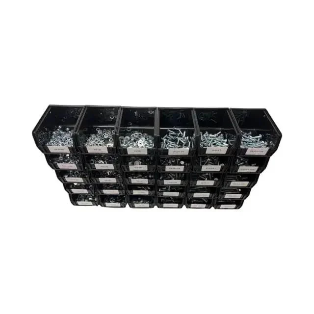 1035 Piece Grade 5 Nut Bolt And Washer Set With Hex Bolts Nuts Lock Washers And Flat Washers In 30 Stackable Plastic Bins Perfect For Home Garage Or Shop Repairs And DIY Projects Hangable On Panels - Image 2
