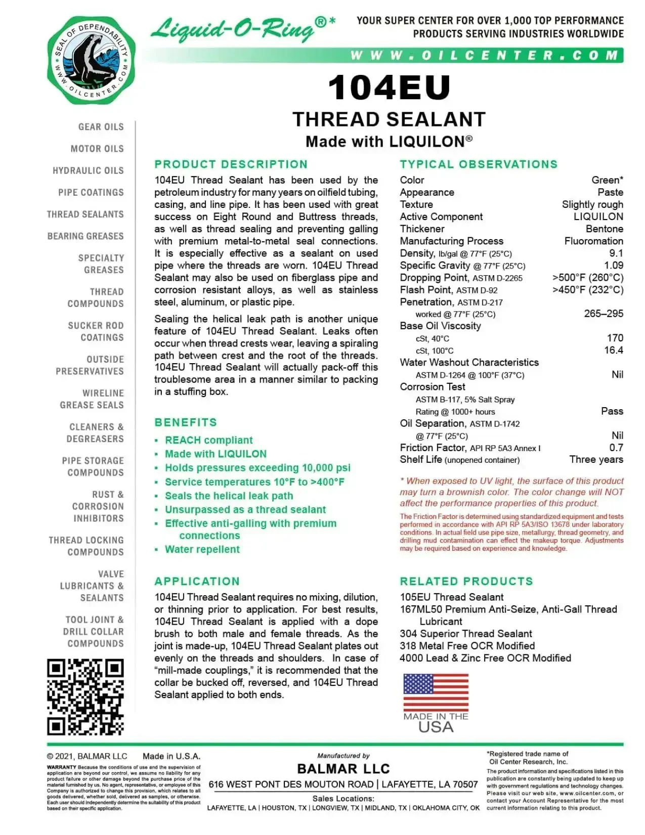 104EU Big Ol Thread Sealant For Large Threaded Connections Safe On Plastic And Metal High Pressure Water Repellent Sealant Made In The USA 5 Oz Brush Top Can - Image 3
