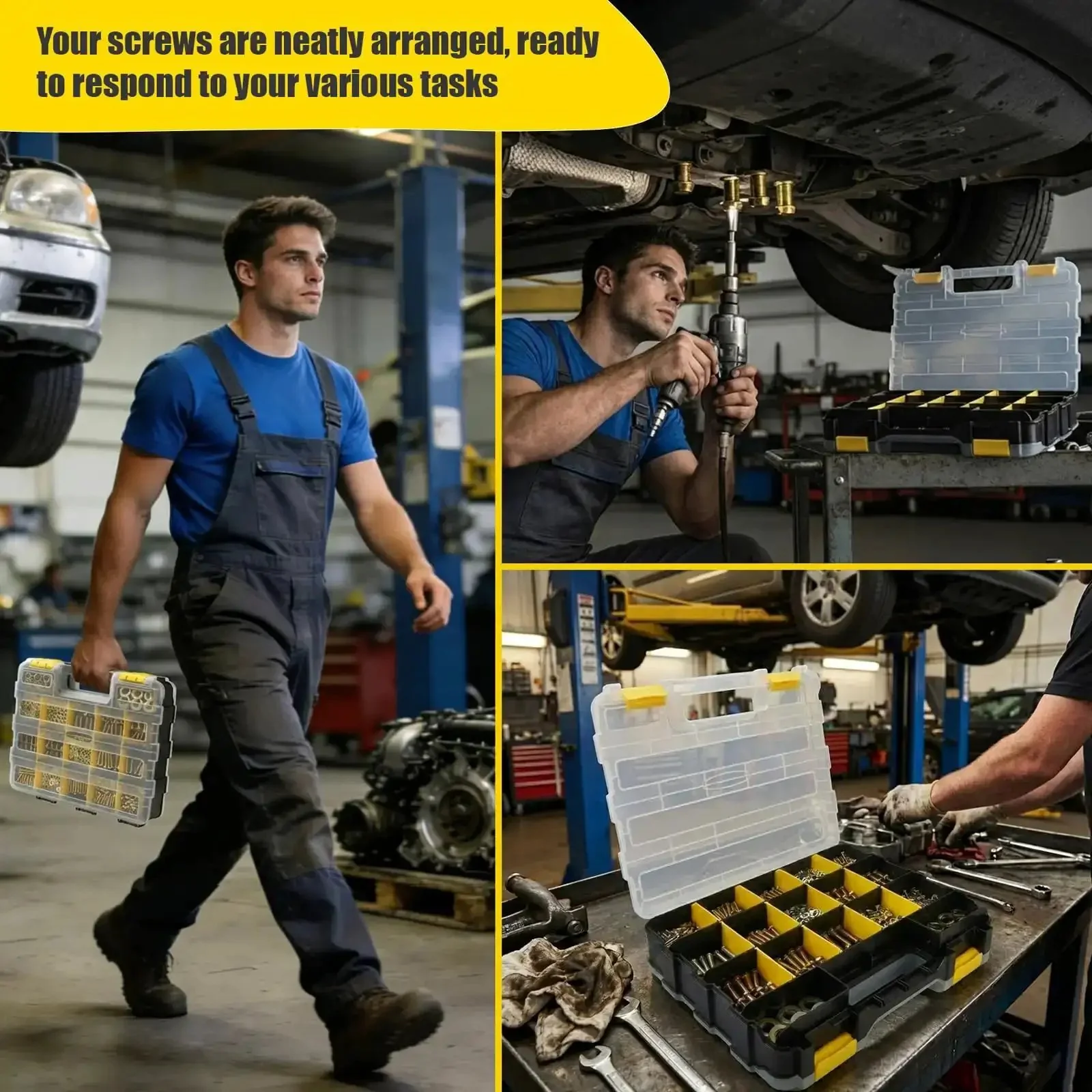 1075 Piece Metric Bolts And Nuts Assortment Kit Grade 8.8 M4 M5 M6 M8 M10 M12 Hex Head Yellow Zinc Bolts With Nuts And Washers 12 To 40mm Length Heavy Duty Double Sided Organizer Great For DIY Auto Mods And Repairs Furniture And Machinery - Image 5