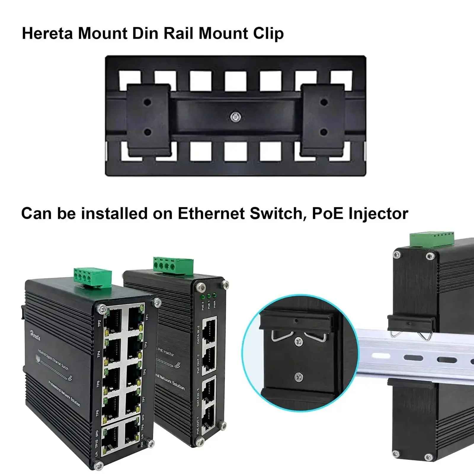 1.08 Inch Width Din Rail Mount Bracket Built Tough Aluminum Alloy Clip For 35mm Universal DIN Rail Corrosion Resistant Industrial Grade Mount For Ethernet Switch Six Pack - Image 7
