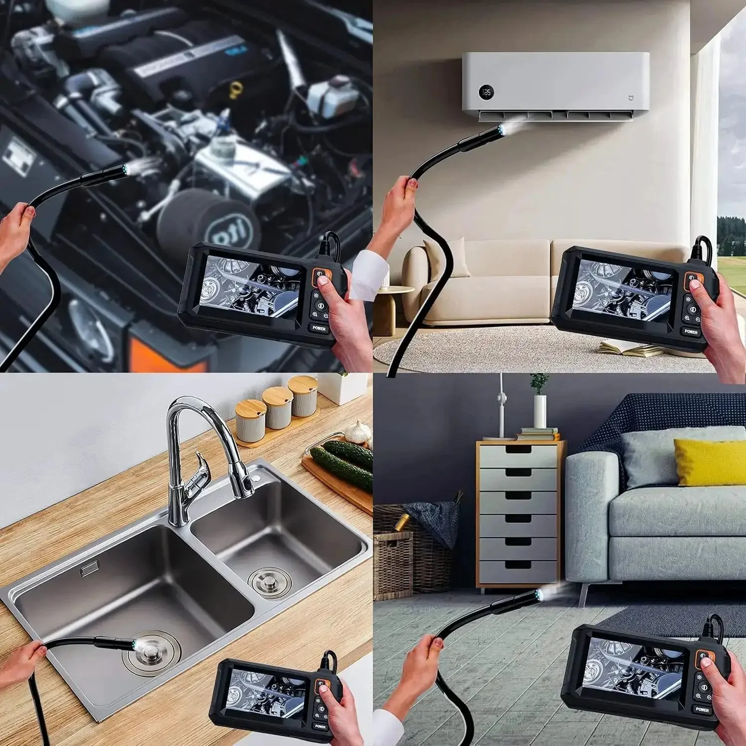 1080P HD Endoscope Camera With Light 4.3 Inch LCD Display IP67 Waterproof Snake Borescope For Wall Vents Pipes And Automotive Engines 16.5 Feet Cable A Killer Gift For Men - Image 5