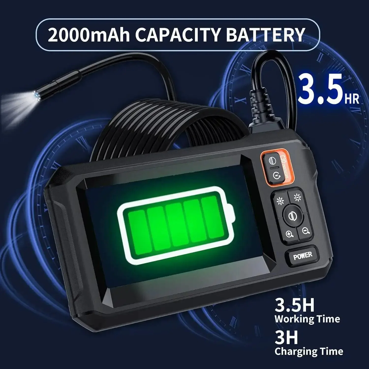 1080P HD Endoscope Camera With Light 4.3 Inch LCD Display IP67 Waterproof Snake Borescope For Wall Vents Pipes And Automotive Engines 16.5 Feet Cable A Killer Gift For Men - Image 6