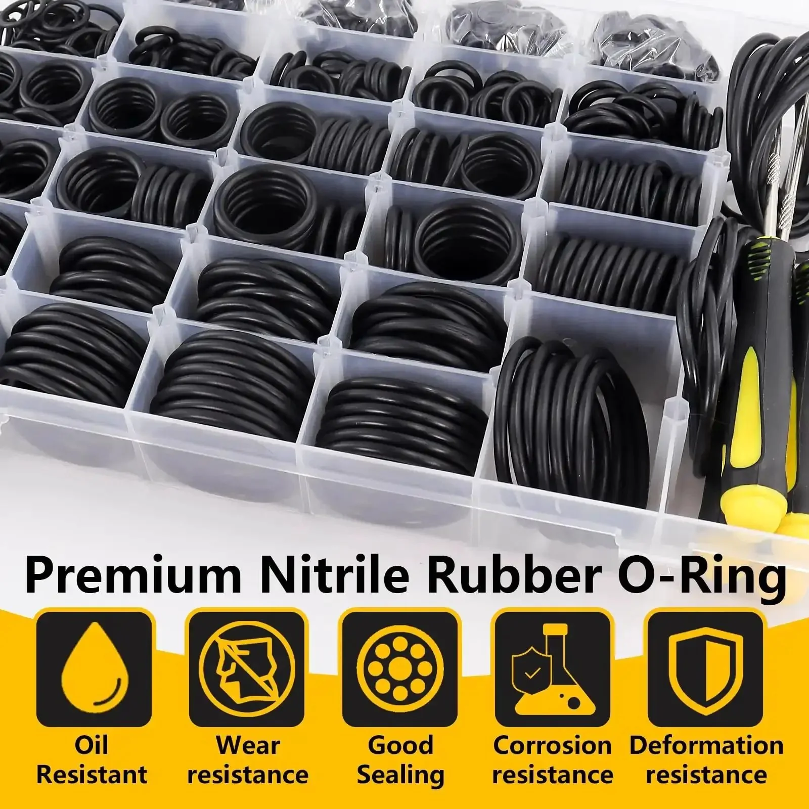 1086 Piece O Ring Assortment Kit With 4 Pick And Hook Tools 32 SAE Buna N Sizes AS568 Compliant Pro Grade Leak Proof Seals For Hydraulic Plumbing And Auto Repairs - Image 3