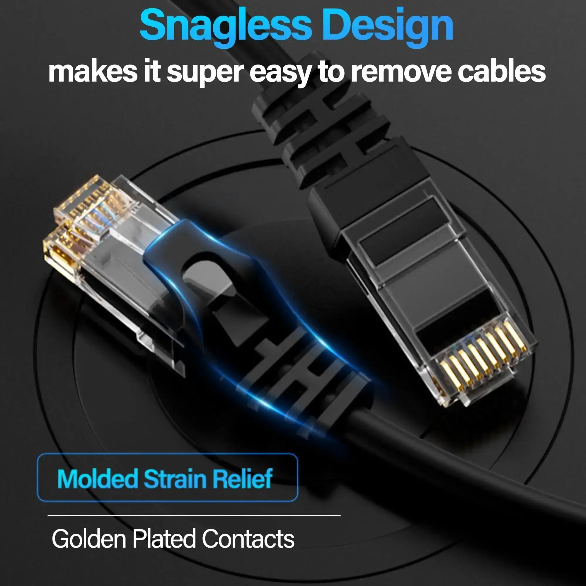 10Gbps Cat6 Ethernet Cable 75 Ft UTP Bare Copper Network Cable For Server And Data Center, Super Fast 550MHz Bandwidth, Great For 4K Streaming, Gaming, And Large Downloads, Black - Image 2