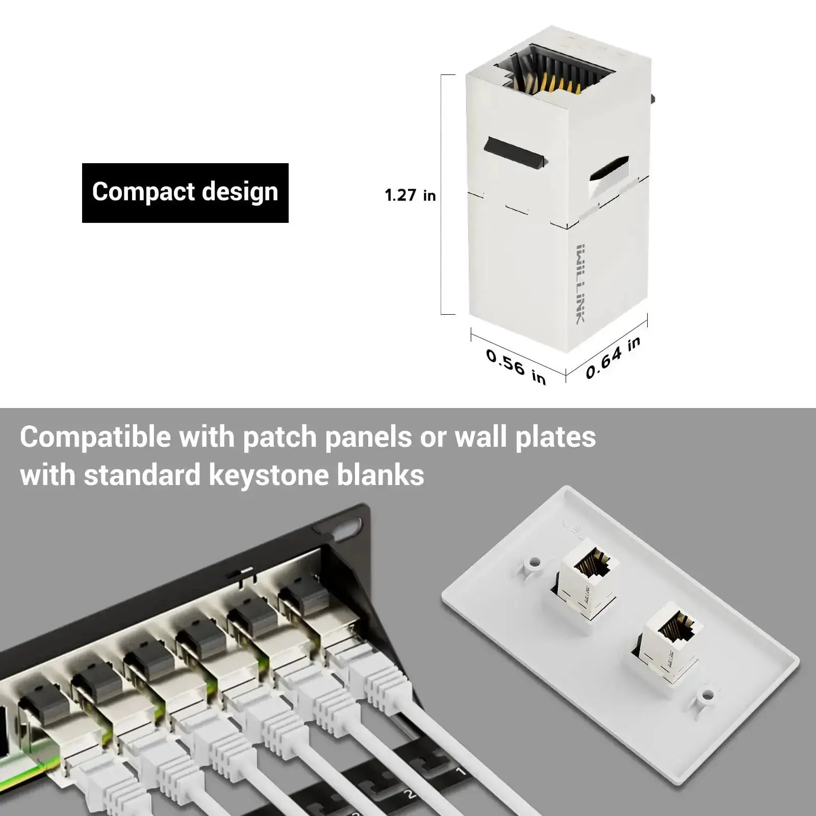 10Gbps Cat7 Shielded RJ45 Keystone Coupler Pack, Female To Female Ethernet Jack, STP Keystones, 25-Pack, Compatible With Cat7/6a/6/5e Cabling, High-Speed Shielded Patch Panel Insert - Image 4