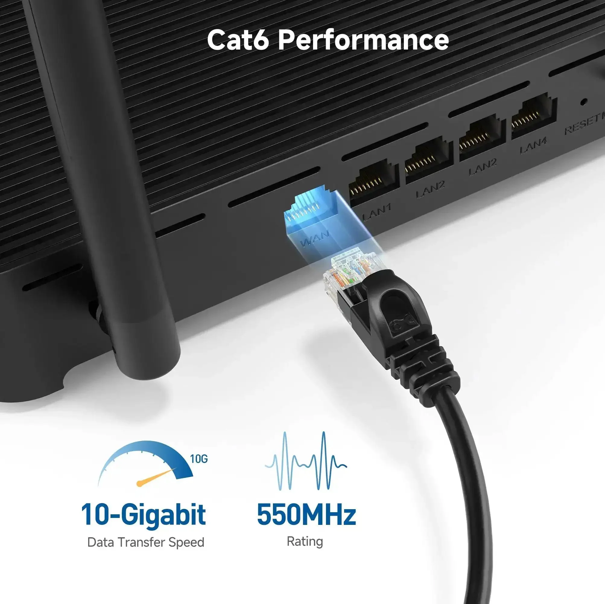 10Gbps Snagless Cat6 Ethernet Cable 25ft Slim Profile Patch Cord For PC Router Switch NAS And More Black Beefy High Performance Networking Cord Ideal For Gaming Streaming And Fast File Transfers In Home Or Office - Image 6