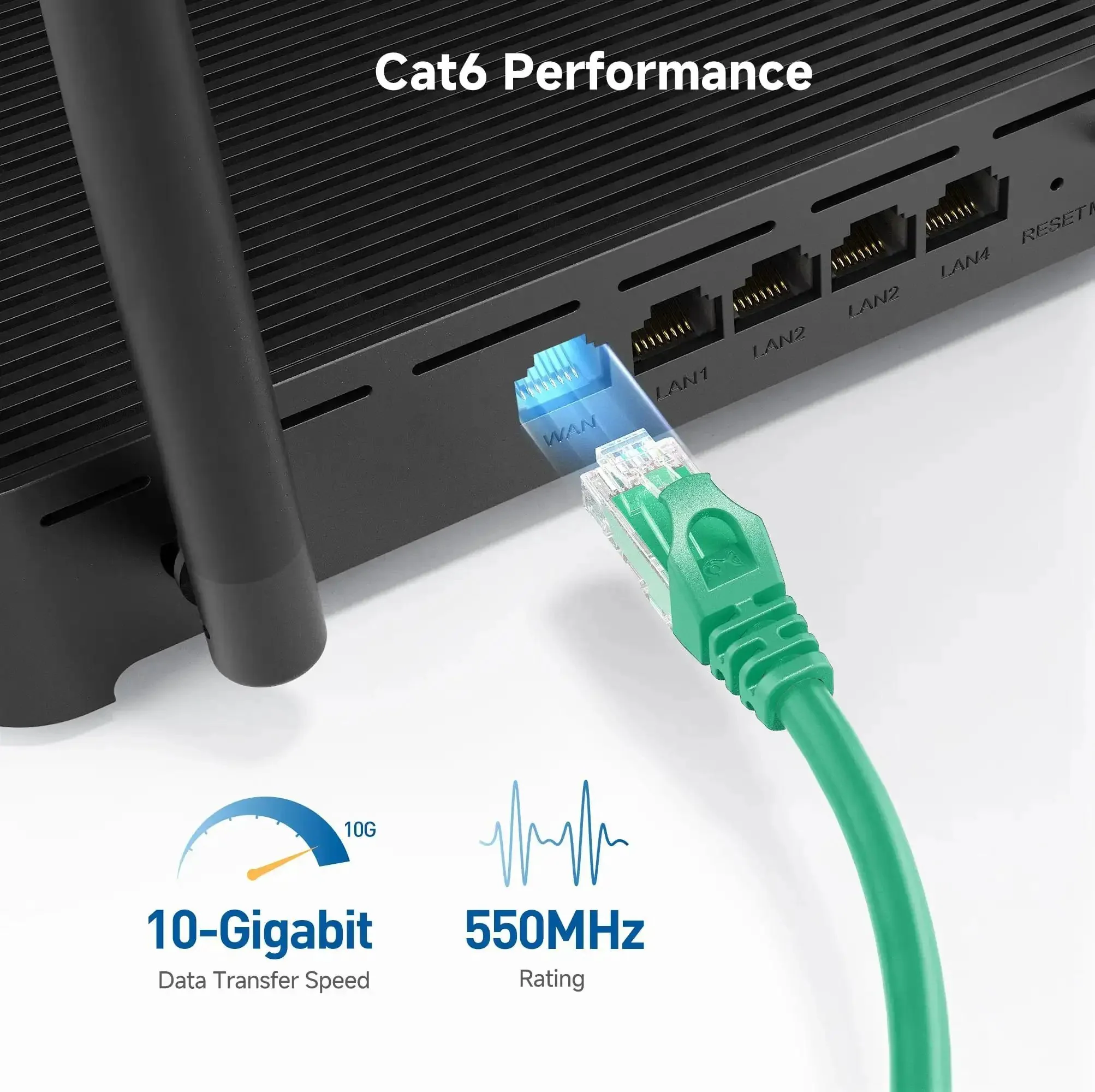 10Gbps Snagless Cat6 Ethernet Cable 5ft Multi Color Set For Fast LAN Connections, 24 AWG Copper, RJ45 Patch Cord, Cat6 Cord, Ethernet Cable, Black Blue White Green Red - Image 6