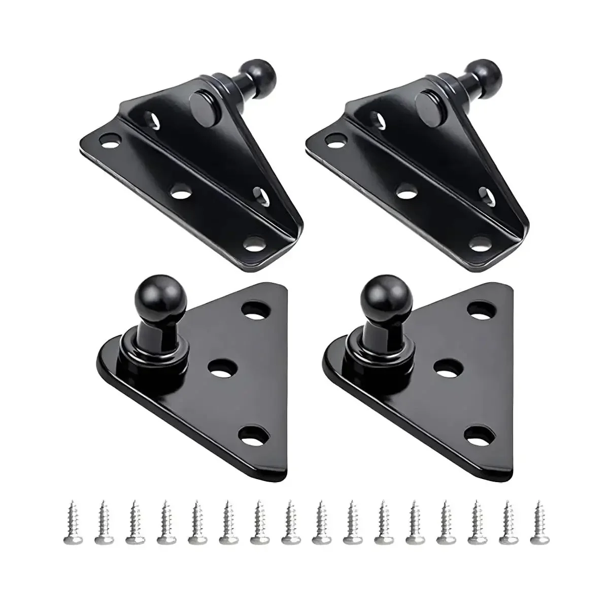 10Mm Ball Stud Mounting Bracket Kit 4 Flat Type Mounts With 16 Screws Beefy Iron Construction Auto Accessory For Gas Struts Lift Supports Shocks And Springs Universal Fit For SUV Sedan Truck Black