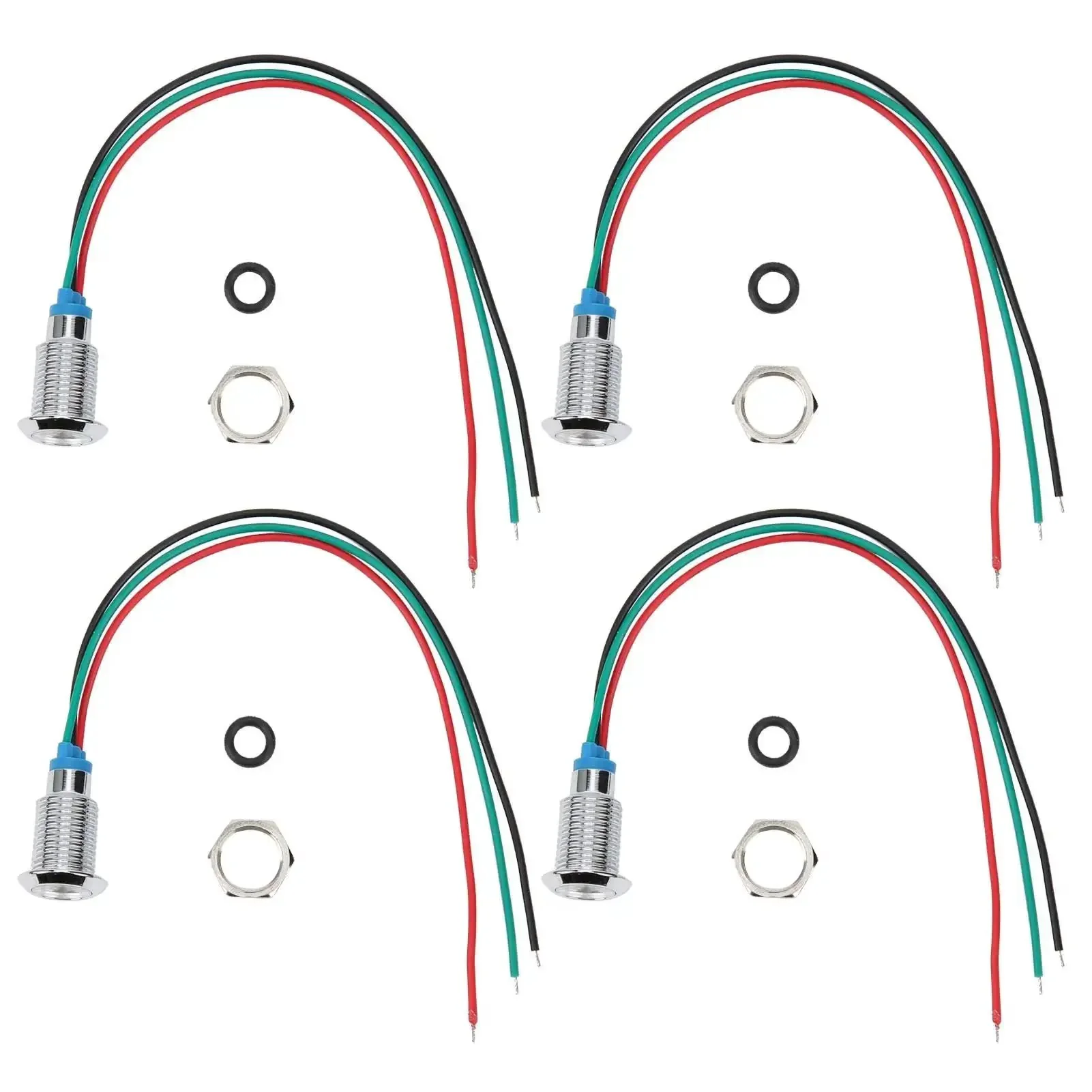 10mm Round LED Indicator Lights With Common Cathode, Dual Color Red And Green, Plug-N-Play Pre-Wired For Easy Panel Indicators, 3-6V Operating, High Brightness For Electronic Dashboards And Instrument Panels