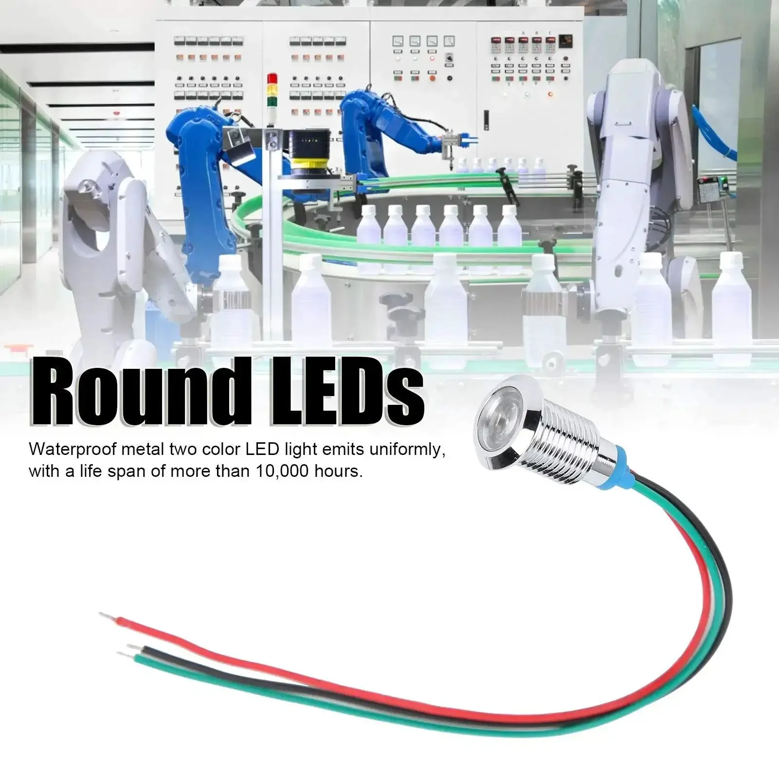 10mm Round LED Indicator Lights With Common Cathode, Dual Color Red And Green, Plug-N-Play Pre-Wired For Easy Panel Indicators, 3-6V Operating, High Brightness For Electronic Dashboards And Instrument Panels - Image 6