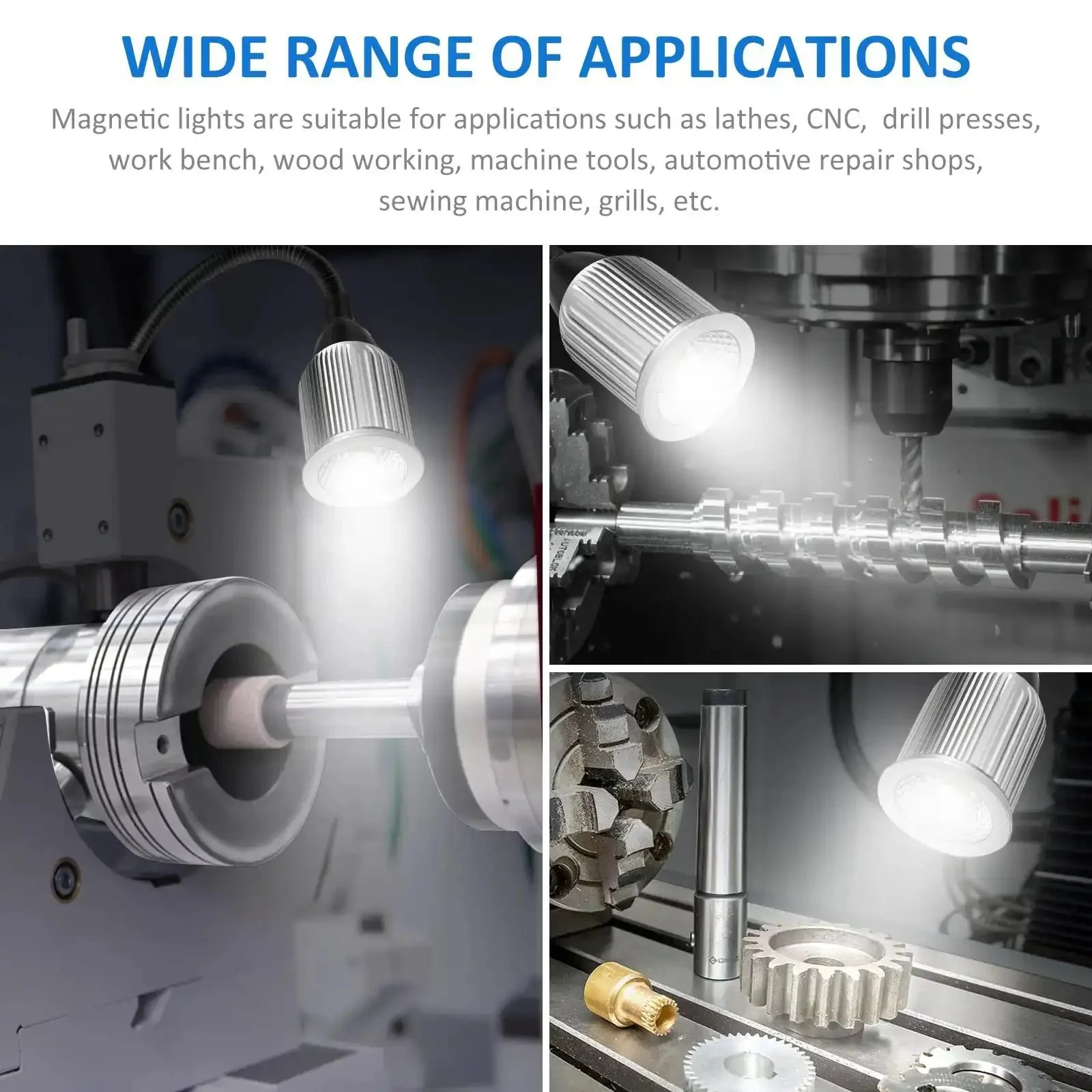 10W Magnetic LED Work Light With Flexible Gooseneck And Magnetic Base 1000 Lumen 6500K White Light For Workbench Lathe Sewing Machine Grill Shop And Beast Industrial Lighting - Image 3