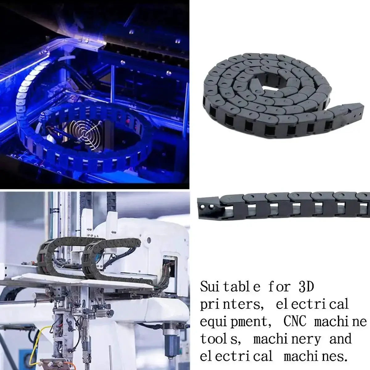 10X10mm 1m Black Plastic Flexible Drag Chain Cable Carrier For 3D Printer And CNC Wiring Beefy Nylon Towline With Easy Flex Abrasion Resistant Cable Management For Smooth Motion And Longer Lifespan - Image 4