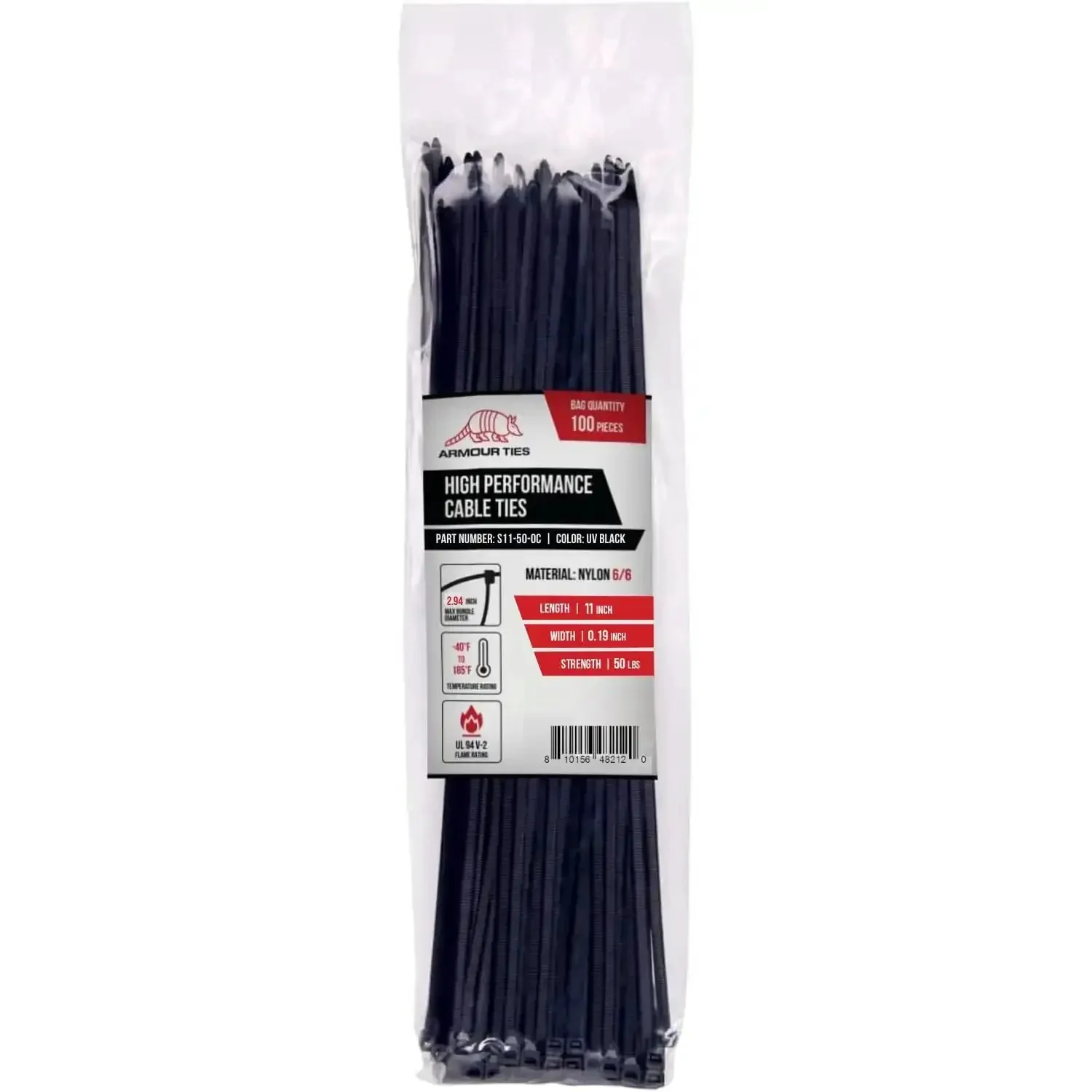 11 Inch Black Heavy Duty UV Resistant Nylon Cable Ties 50Lb Tensile Strength 100 Pack Durable Wire Ties For Indoor And Outdoor Cable Management A Real Workhorse For Auto Electrical And Home Projects - Image 3