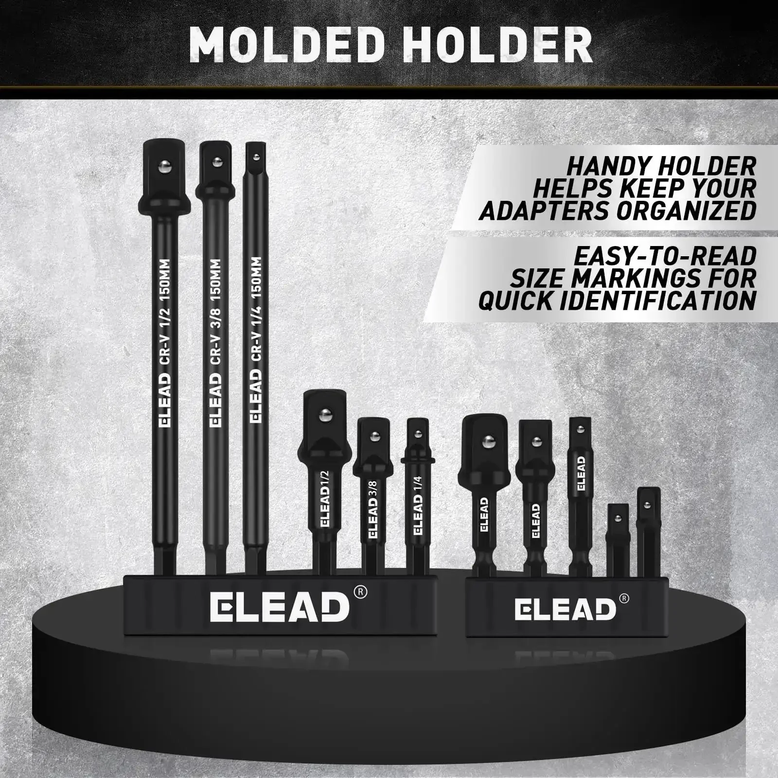 11-Piece Impact Socket Adapter Set With One Quarter, Three Eighth, And One Half Inch Drives, Universal One Quarter Inch Hex Shank, Drill Extension Bits, And Holder For Easy Quick Change Between Sockets And Bits, A Real Workhorse For DIY Projects - Image 5