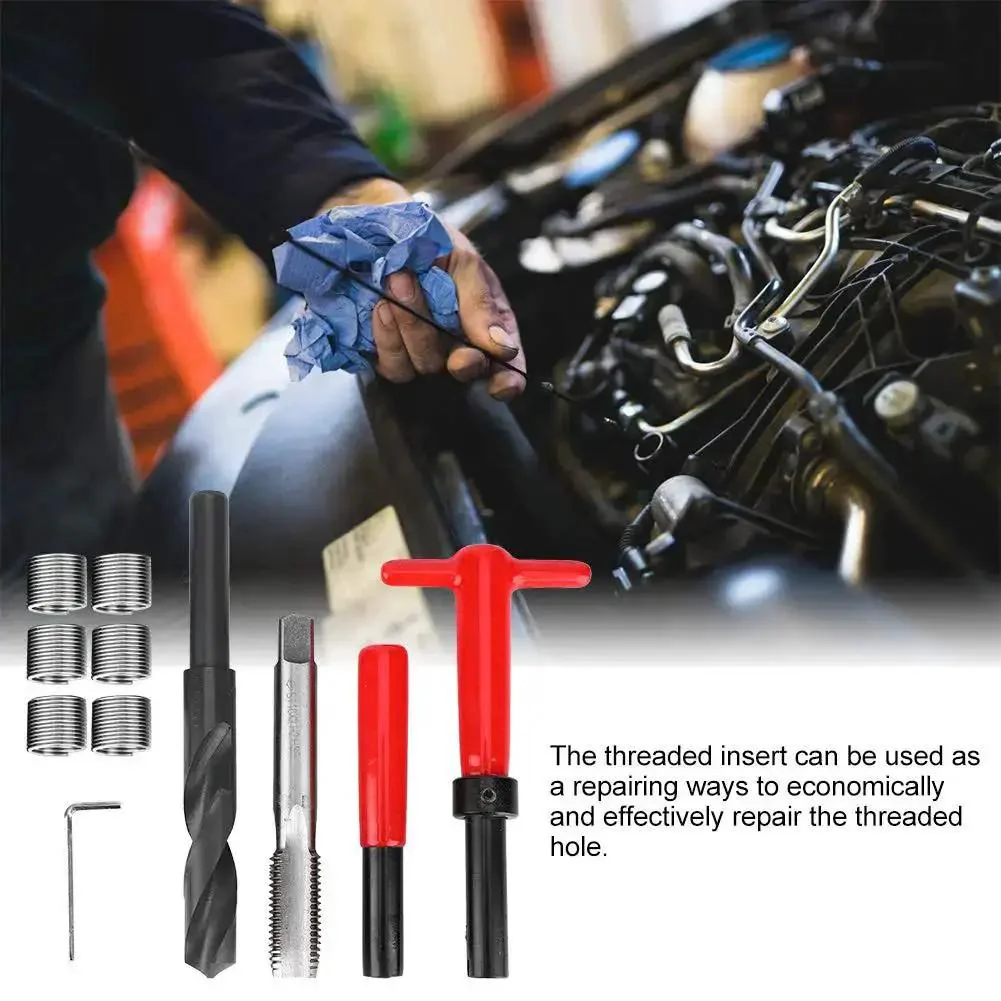 11 Piece M16x2 Thread Repair Kit Set With Stainless Steel Twisted Drill Tap Hex Wrench Threaded Inserts Breaker Tool And Hex Wrench Helicoil Thread Repair Kit For Damaged Wood And Metal Threads - Image 8