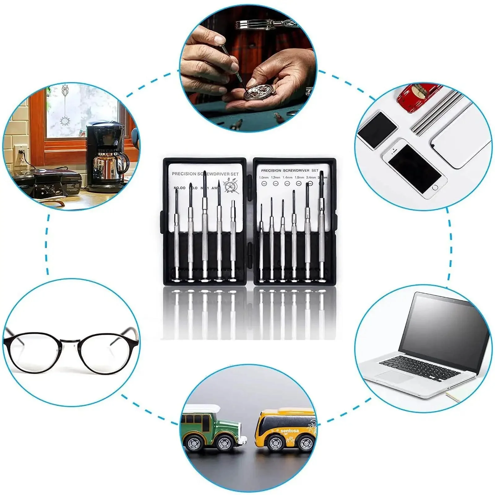 11-Piece Mini Precision Screwdriver Set With Magnetic Tips For Jewelry, Watches, Eyeglasses, iPhone, Ring Doorbell, Toys And Electronics, Includes Phillips Sizes 00, 0, 1 And Flathead Sizes 1.0mm, 1.2mm, 1.4mm, 1.8mm, 2.4mm, 3.0mm, Awl And Magnetic - Image 3