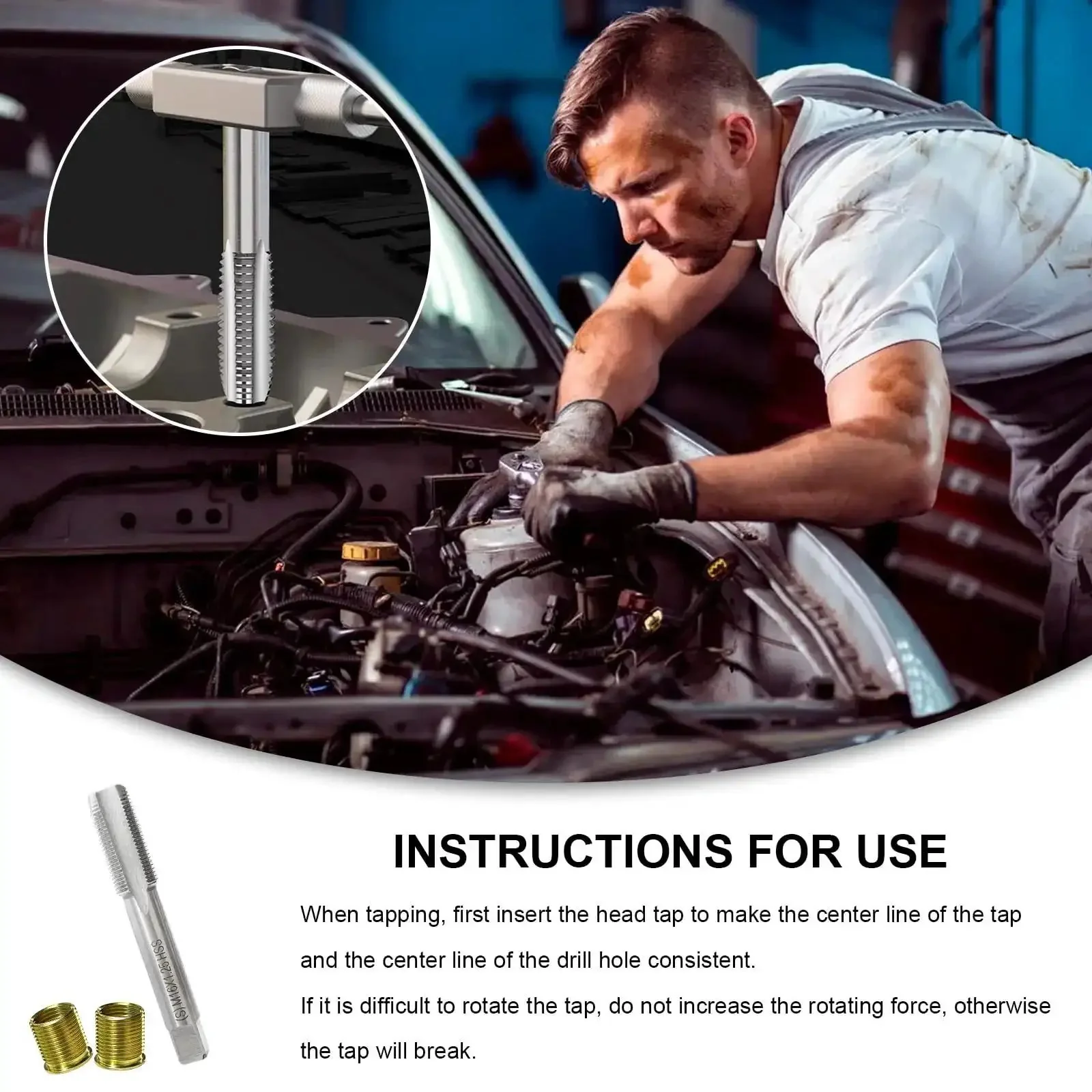 11 Piece Spark Plug Thread Repair Kit With M14x1.25 And M16x1.25 Inserts Stainless Steel Rethread Tool Set For Automotive Engines And Generators Durable Easy Drilling And Repair - Image 3