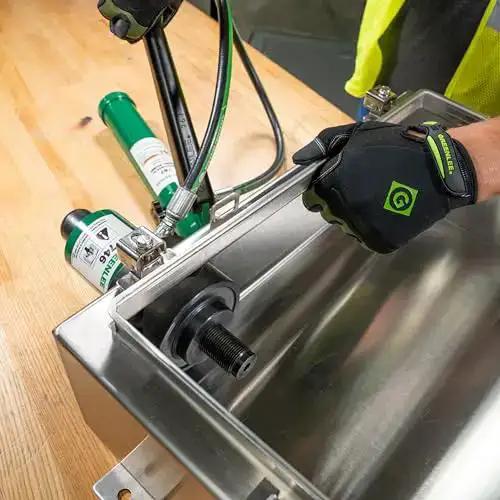 11 Ton Hydraulic Knockout Punch Kit With Hand Pump And Ram, From Half Inch To Four Inch Slug Buster Punches, Dies, Hydraulic Draw Studs, And Electrical Conduit Hole Cutter Kit For Steel, Aluminum, Brass, Copper, Fiberglass And Plastic Panels - Image 3