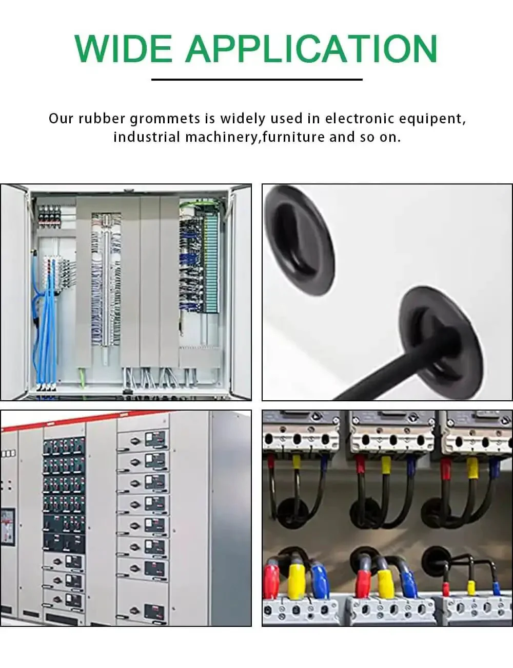 110 Pcs Rubber Grommets Kit With Six Sizes Five Sixteenths Inch Three Eighths Inch One Half Inch Five Eighths Inch Seven Eighths Inch And One Inch Waterproof Grommets For Sheet Metal Automotive Wires Cables And Electrical Boxes Desk Cable Management - Image 3